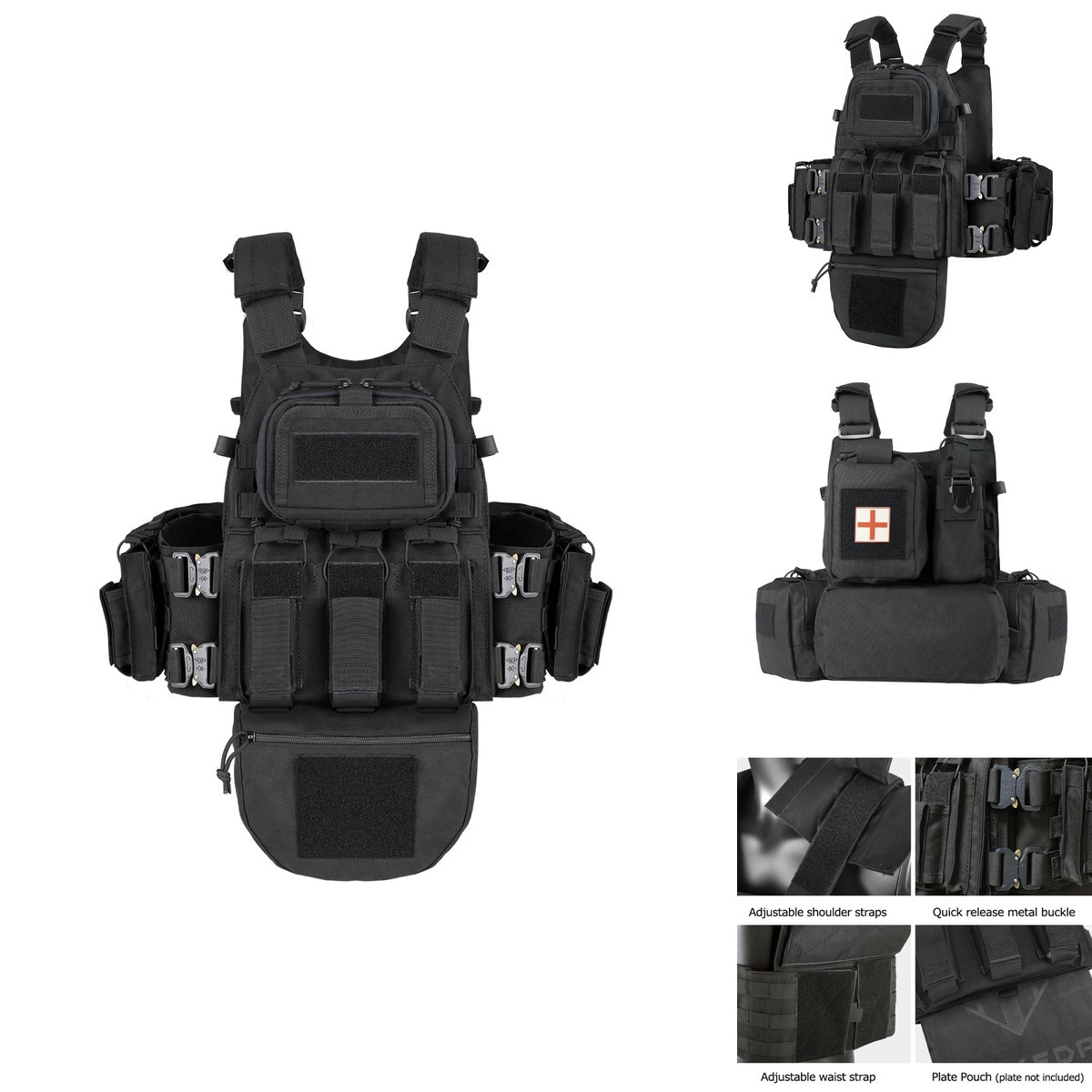 BOMTURN Tactical Outdoor Vest Men Multifunctional Modular Molle Vest Metal BOMTURN Tactical Outdoor Vest Men Multifunctional Modular Molle Vest Metal