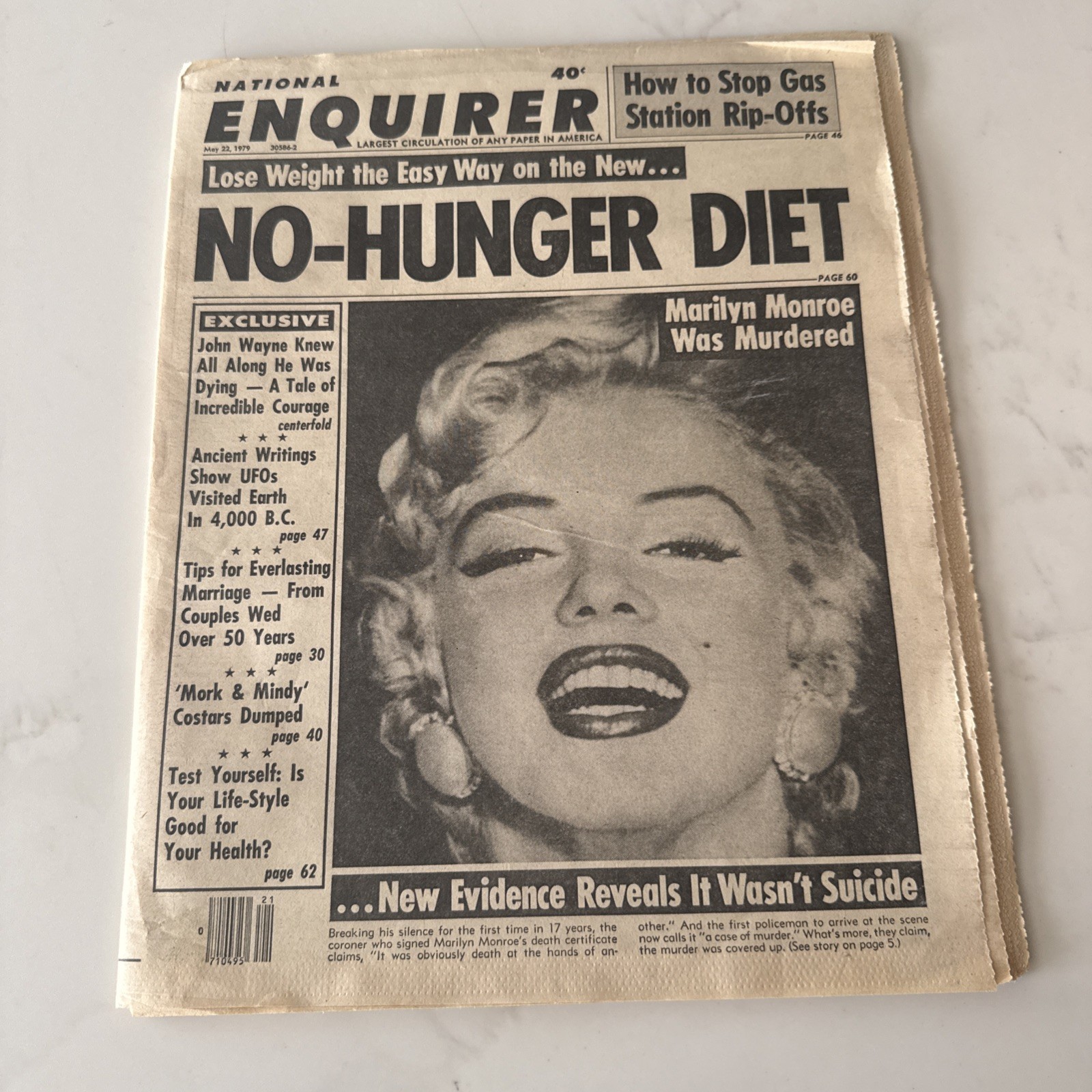 Vintage 1979 National Enquirer Marilyn Monroe Cover Newspaper – May 22, 1979