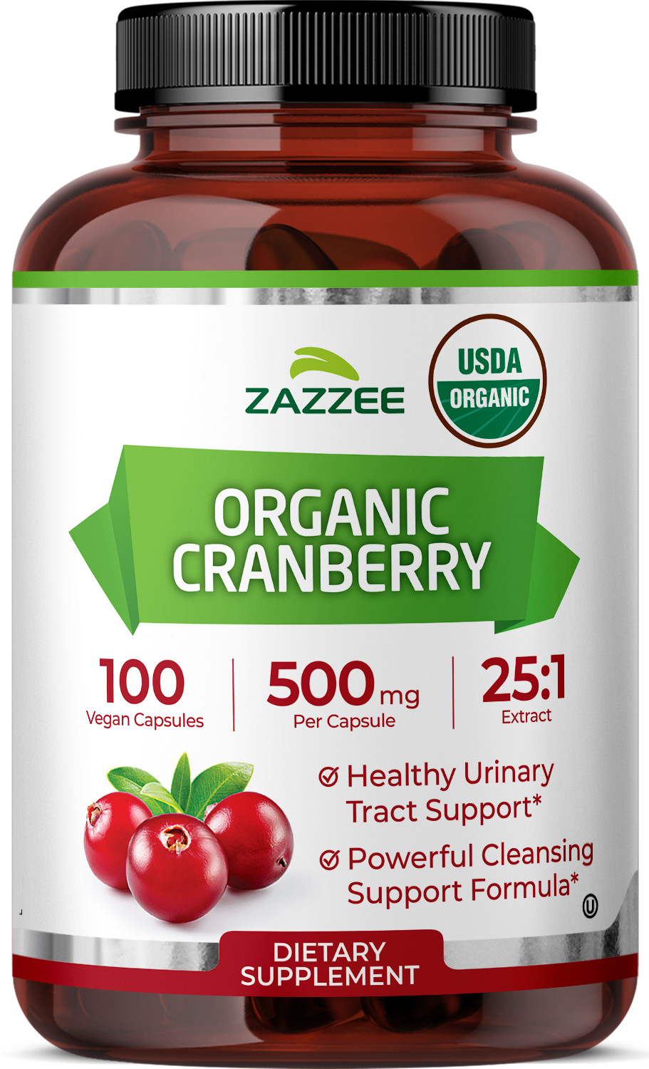 Zazzee USDA Organic Cranberry 25:1 Extract, 500 mg, 100 Vegan Capsules, Kosher Zazzee USDA Organic Cranberry 25:1 Extract, 500 mg, 100 Vegan Capsules, Kosher
