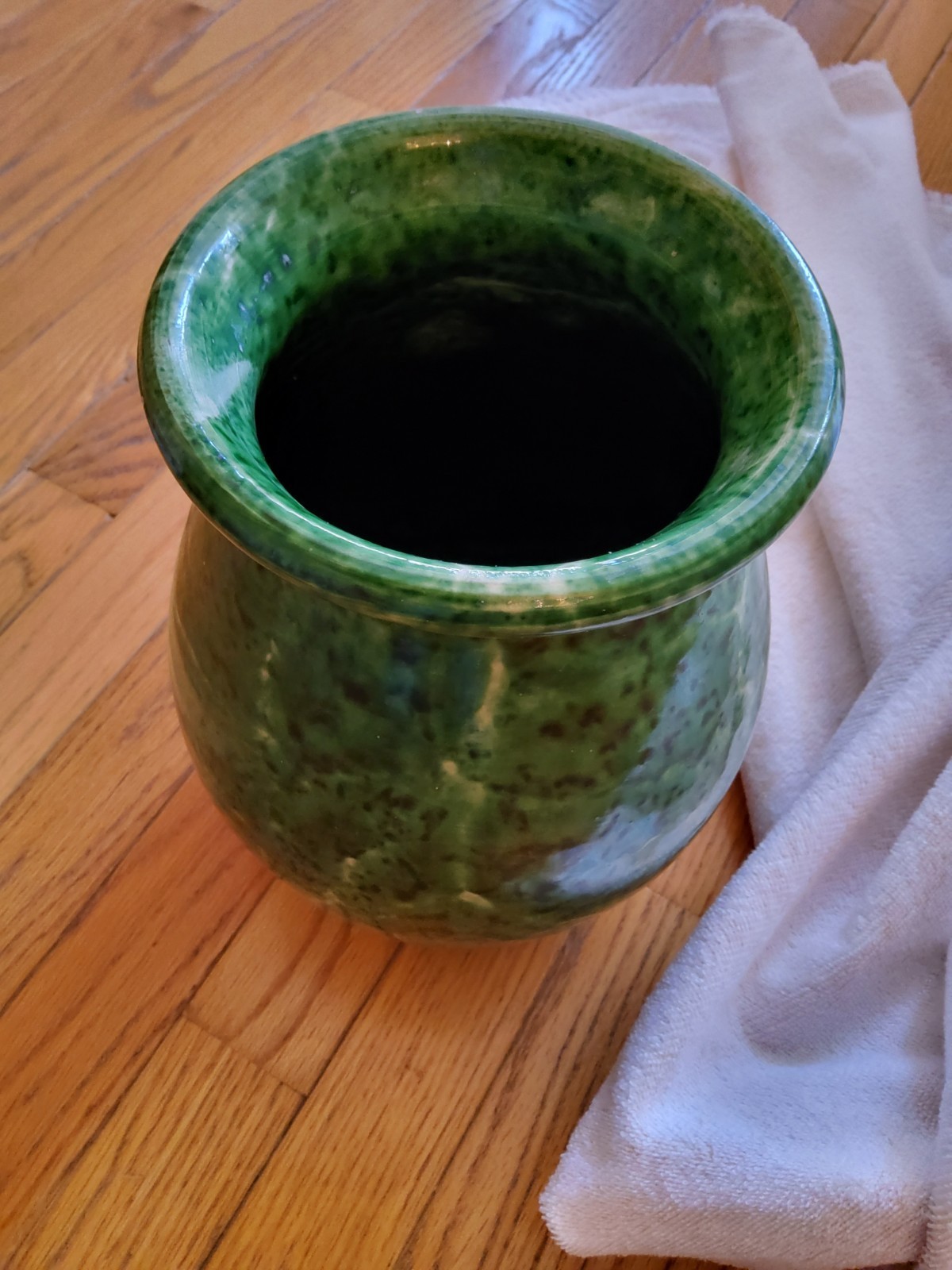Vintage Aegitna Vallauris French Pottery Vase Mottled Green Jaspé