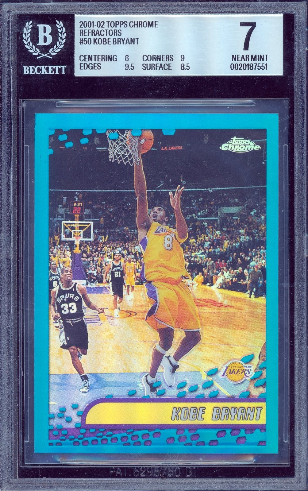 2001-02 Kobe Bryant Topps Chrome Refractor BGS 7 2001-02 Kobe Bryant Topps Chrome Refractor BGS 7