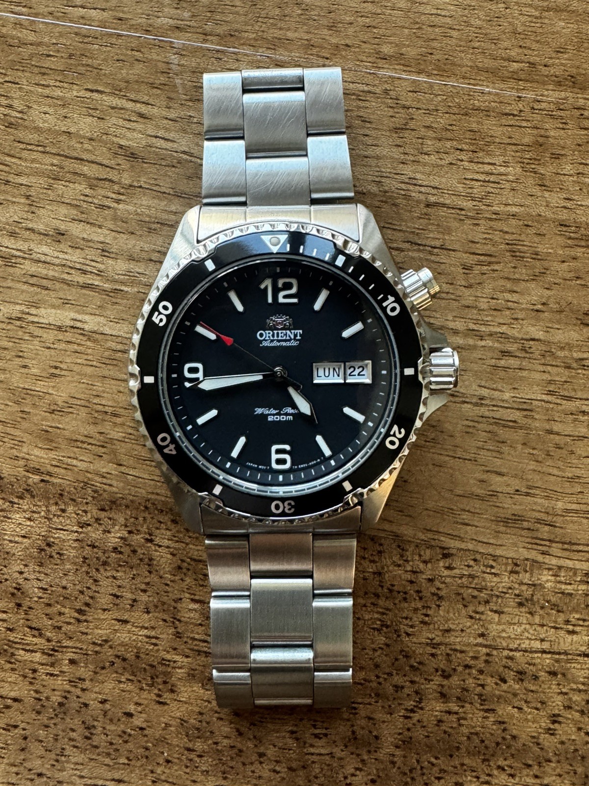 Orient Mako Automatic Diver Watch Black Dial Day/Date 200m SS Bracelet 7in size Orient Mako Automatic Diver Watch Black Dial Day/Date 200m SS Bracelet 7in size