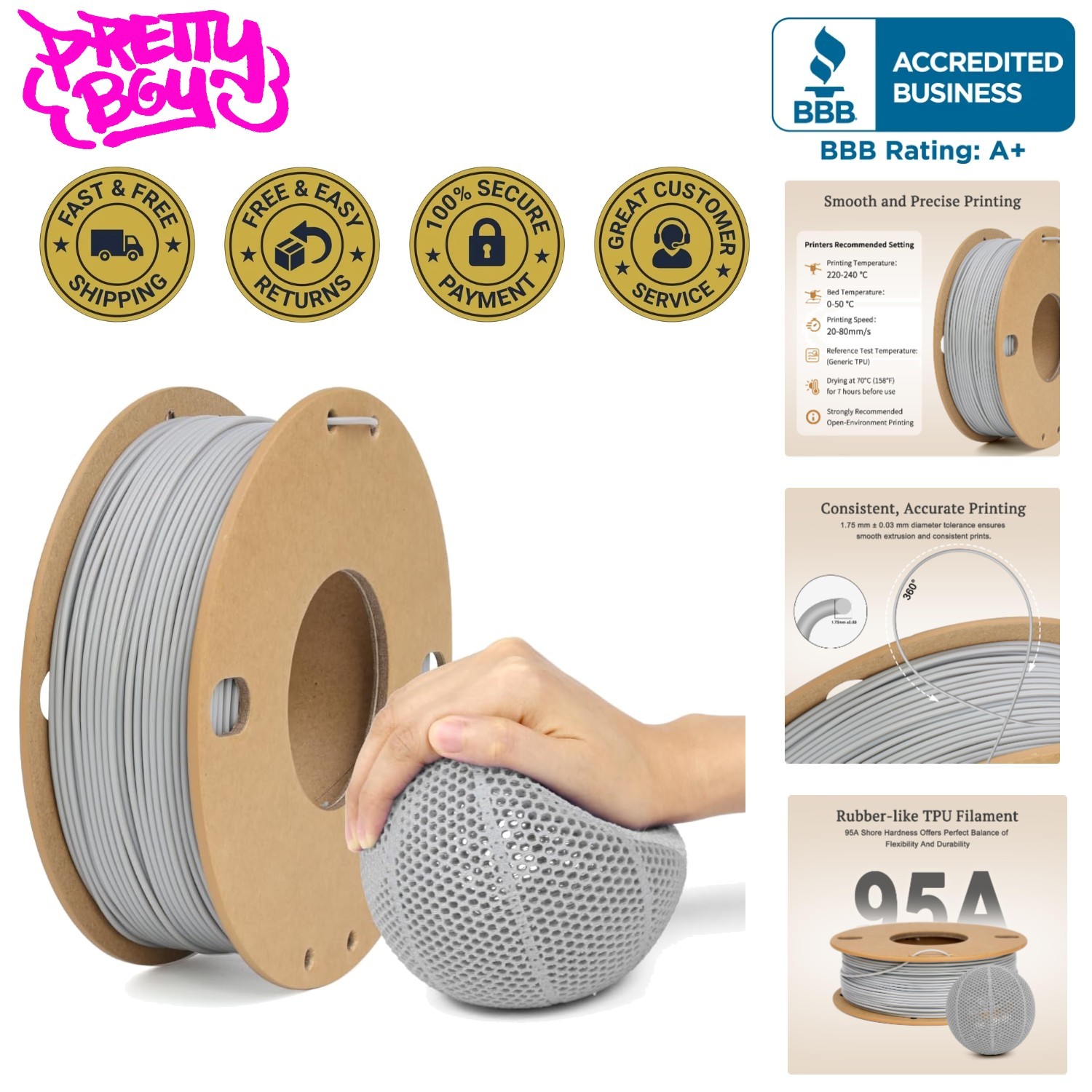 High-Quality Flexible TPU Filament 1.75mm 250g - Durable for Functional Prints High-Quality Flexible TPU Filament 1.75mm 250g - Durable for Functional Prints