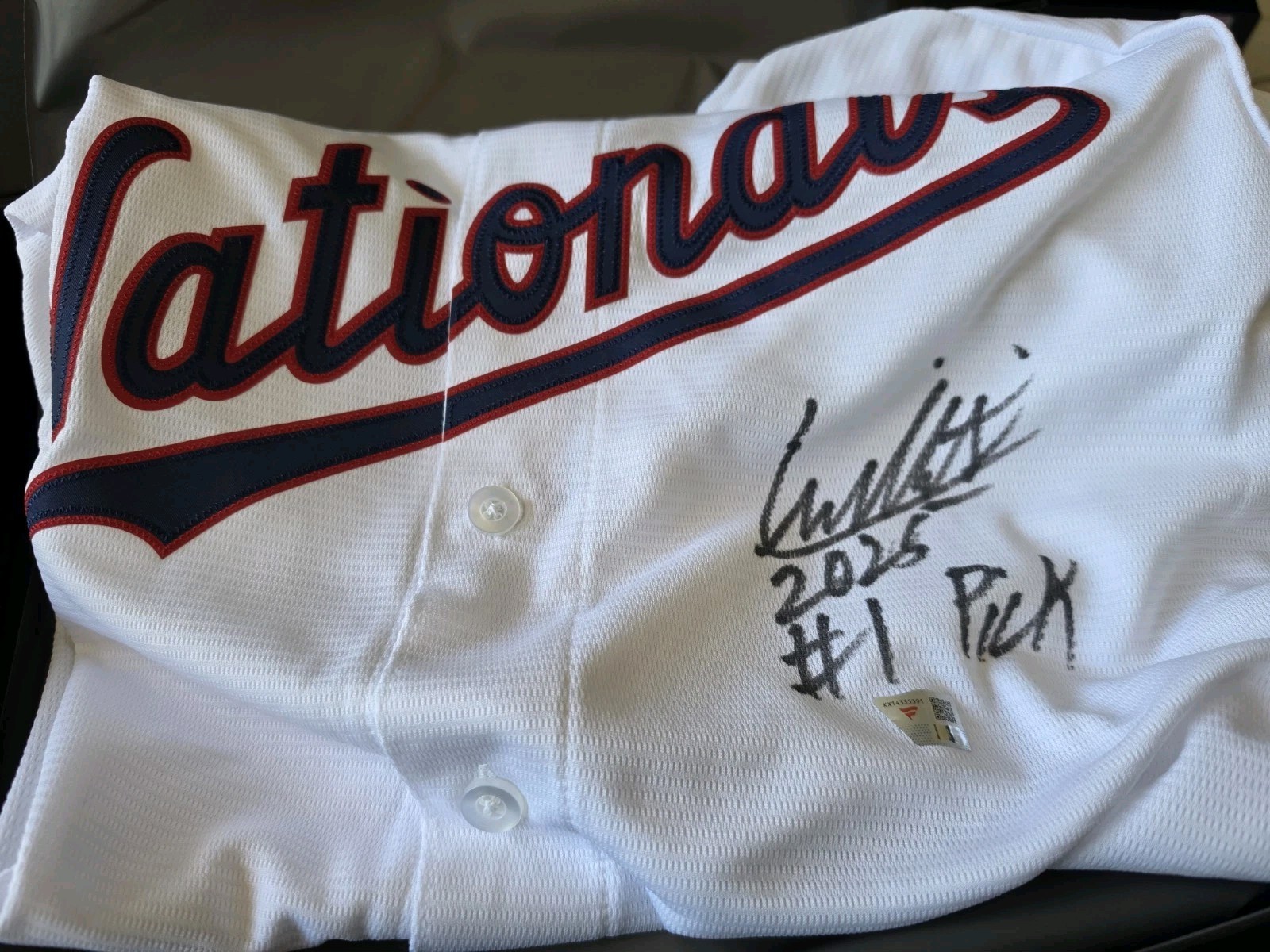 Eli Willits Washington Nationals White Home Signed Jersey 2025 #1 Pick MLB