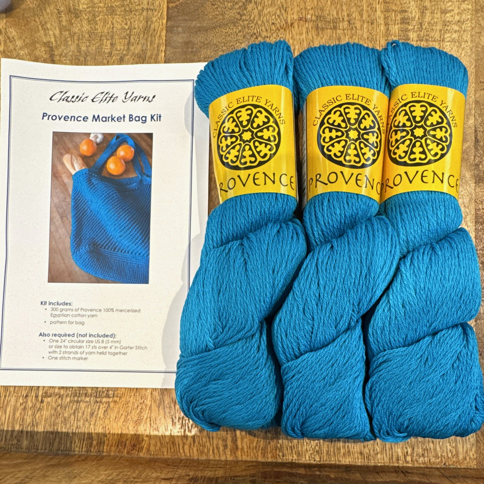 3 Skeins Classic Elite Yarns Provence Color 2667 Turquoise Blue & Bag Pattern