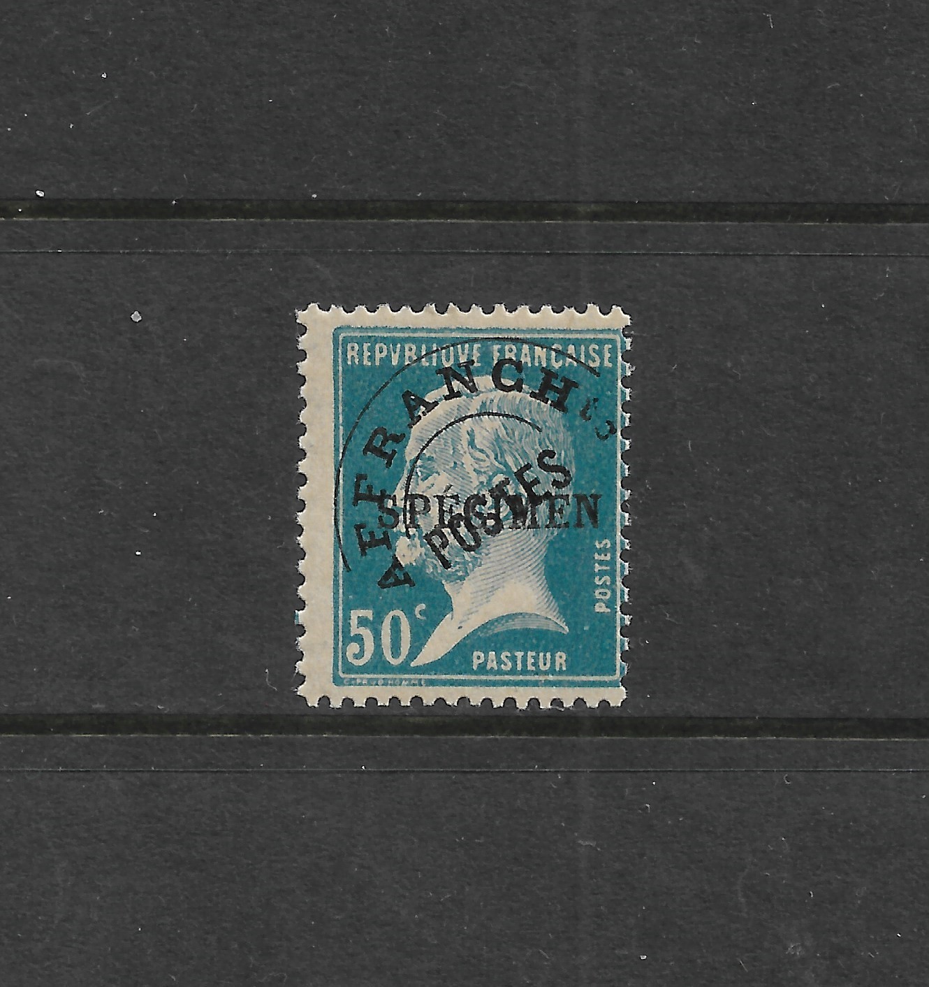 France Precancels: Postes France 1923-1926 Pasteur #191; 50c Blue; \'SPECIMEN\' MH