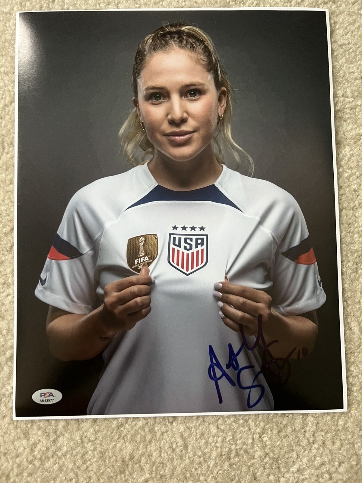 Ashley Sanchez Signed 11x14 Photo USWNT Soccer USA World Cup Autograph Psa Coa
