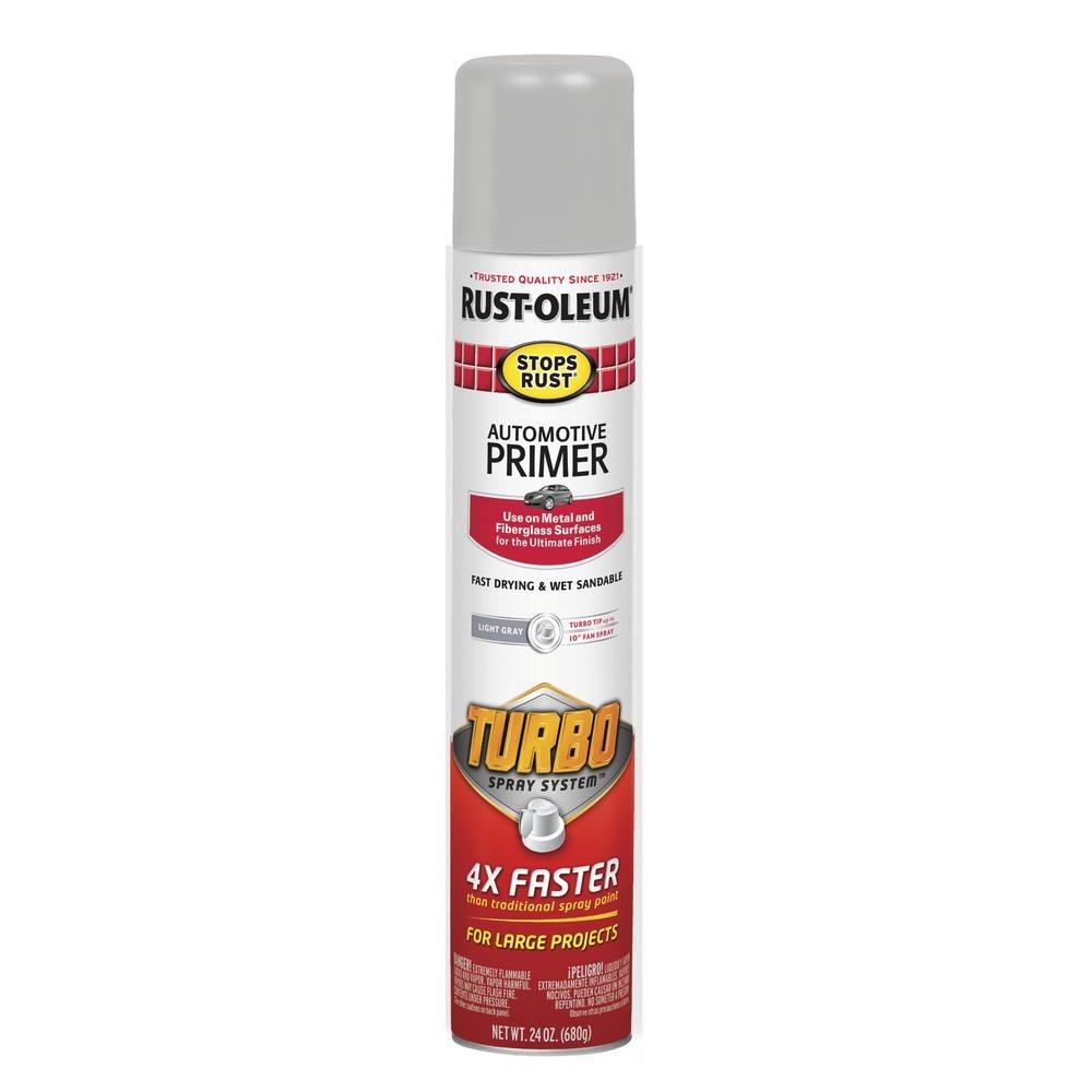 Rust-Oleum Stops Rust Turbo Auto Primer Spray Paint, Light Gray 24 oz