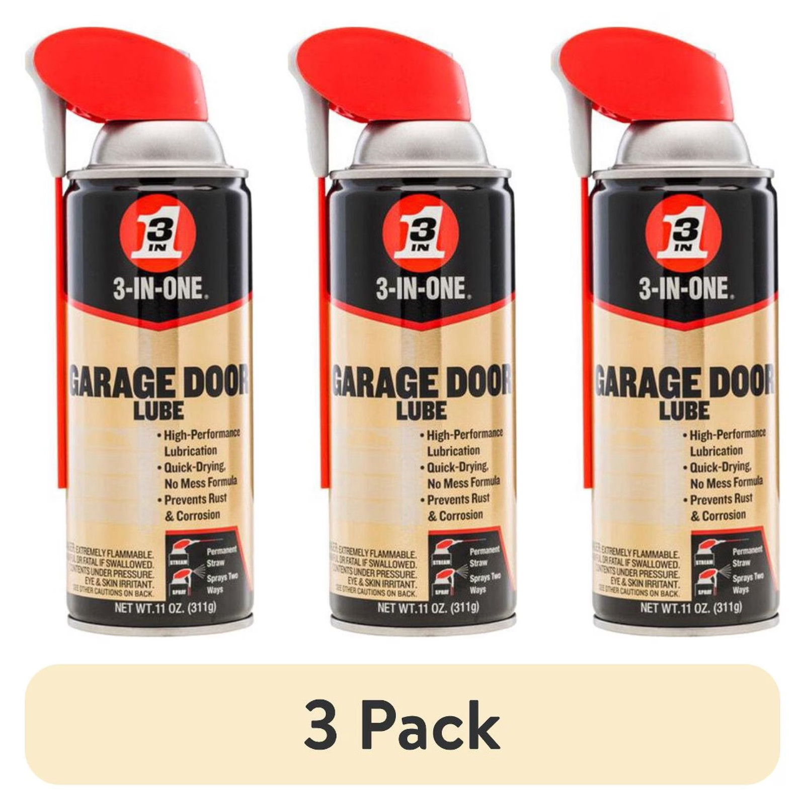 3 PACK 3-IN-ONE Professional Garage Door Lubricant 2 Ways 11 OZ