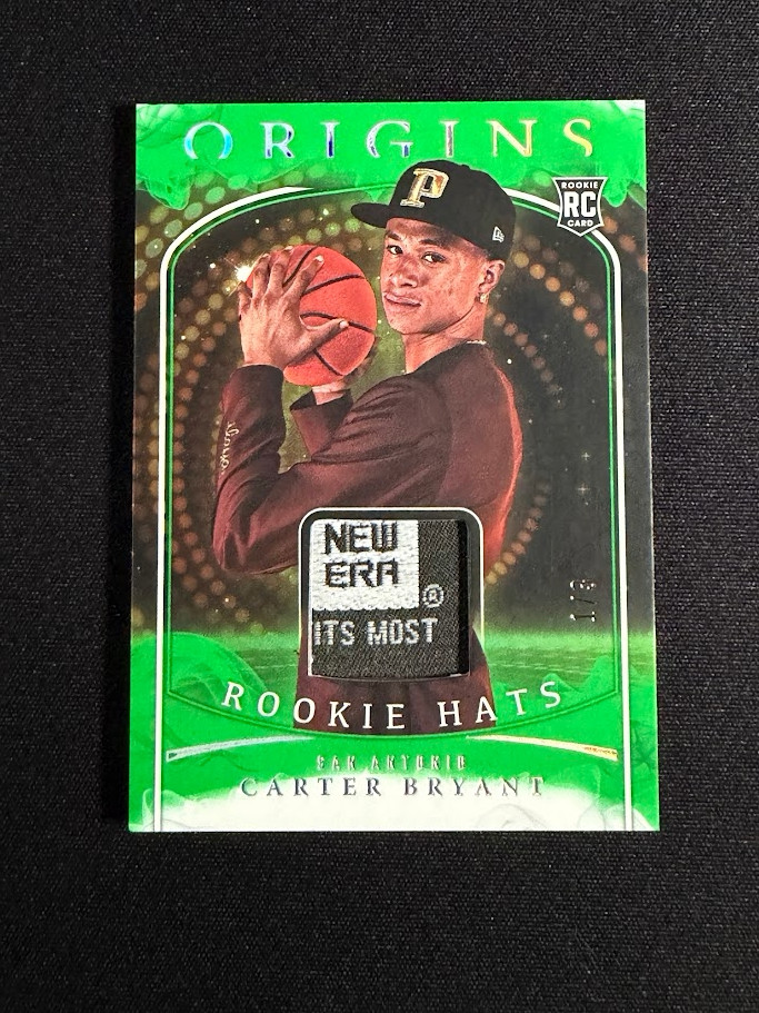 2025-26 Panini Origins Rookie Hats CARTER BRYANT 1/3 San Antonio DRAFT WORN 2025-26 Panini Origins Rookie Hats CARTER BRYANT 1/3 San Antonio DRAFT WORN