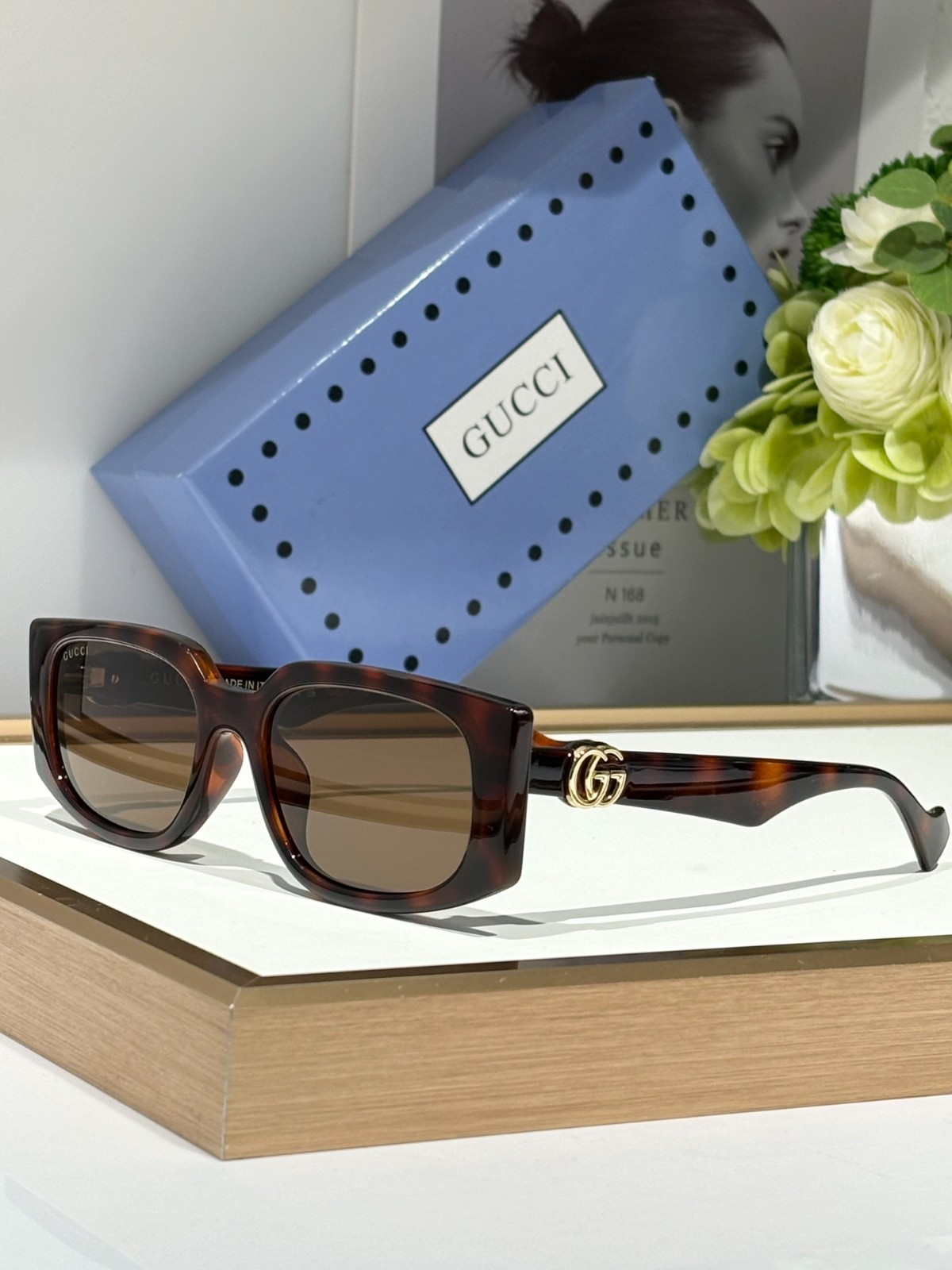 Gucci GG1534S Tortoise Oversized Square Sunglasses Brown Lens 55-18-145 Gucci GG1534S Tortoise Oversized Square Sunglasses Brown Lens 55-18-145