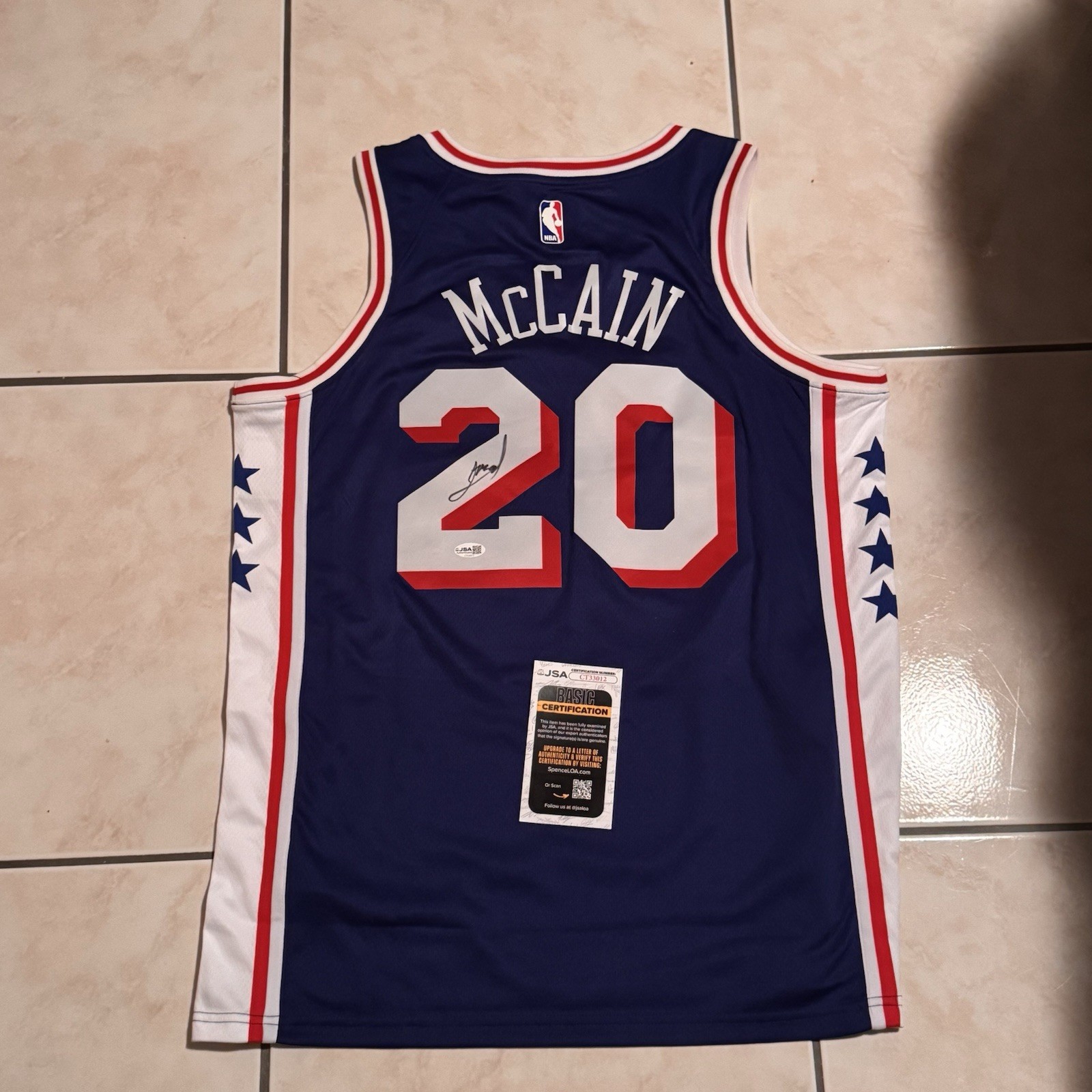 Jared Mccain Signed Jersey Philadelphia 76ers JSA COA Jared Mccain Signed Jersey Philadelphia 76ers JSA COA