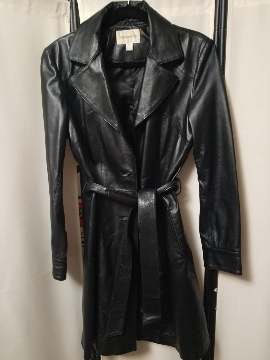 Worthington Vintage Long Black 100% Genuine Leather Jacket