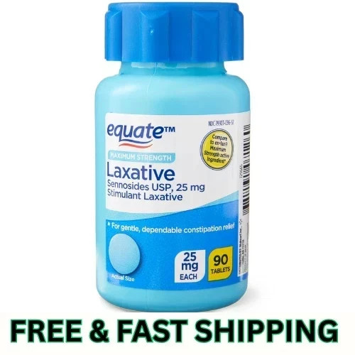 Equate Maximum Strength Sennosides USP Laxative Tablets 25 mg 90 Count, 1 Pack Equate Maximum Strength Sennosides USP Laxative Tablets 25 mg 90 Count, 1 Pack