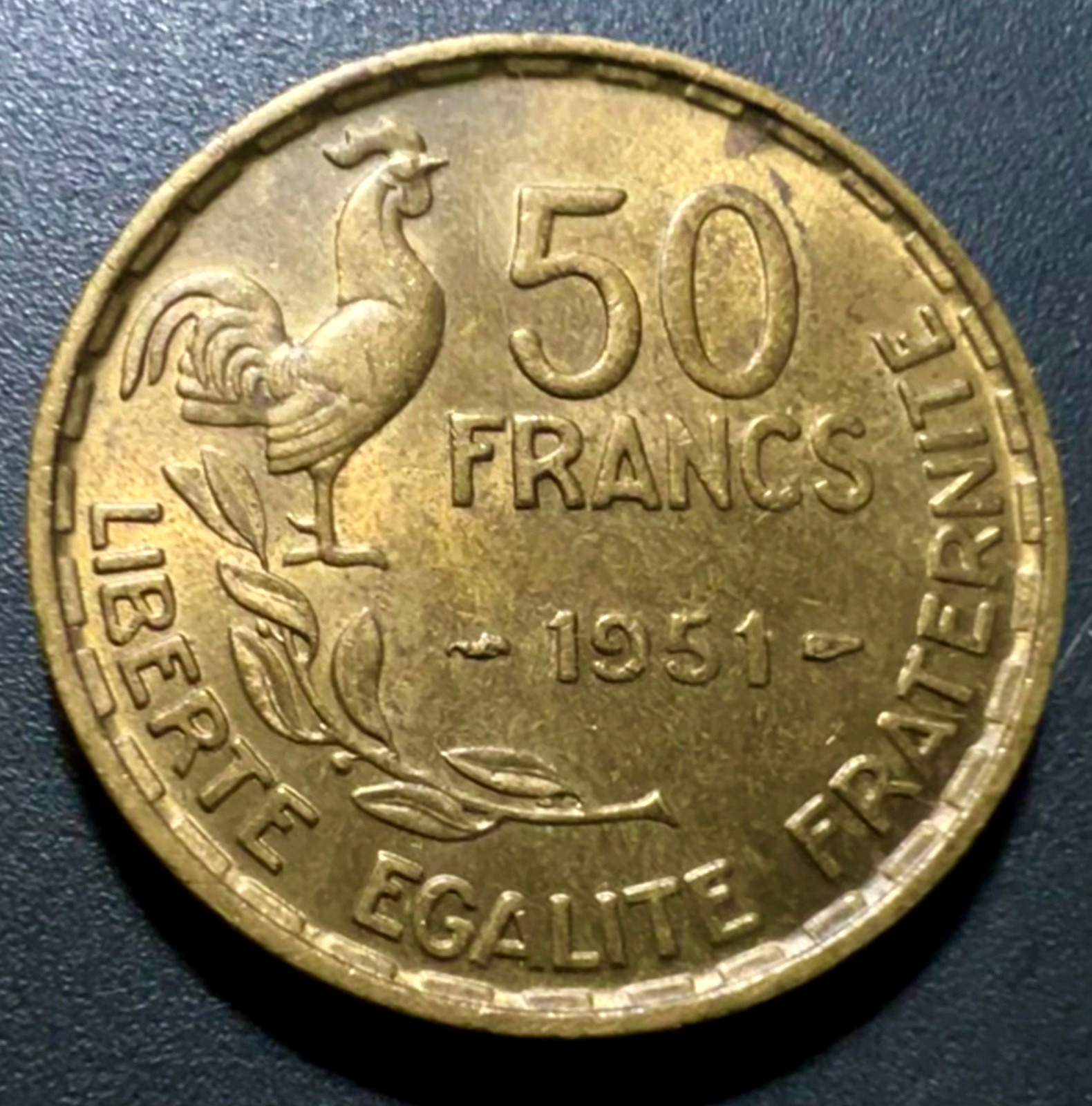 FRaNCE - Fourth Republic (1946-1958) Old Aluminum-Bronze Coin 50 Francs 1951 *