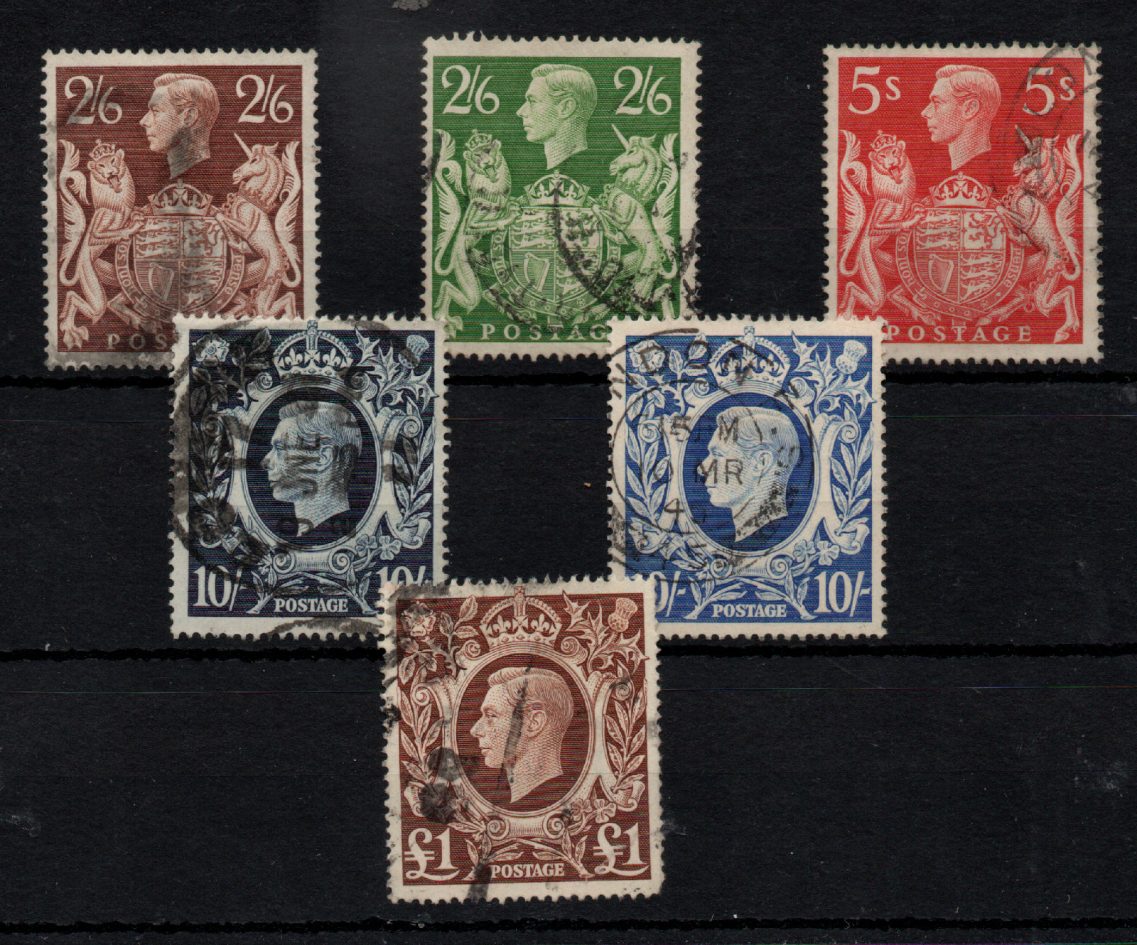 GB KGVI 1939-48 Arms fine used SG476-478c WS47866