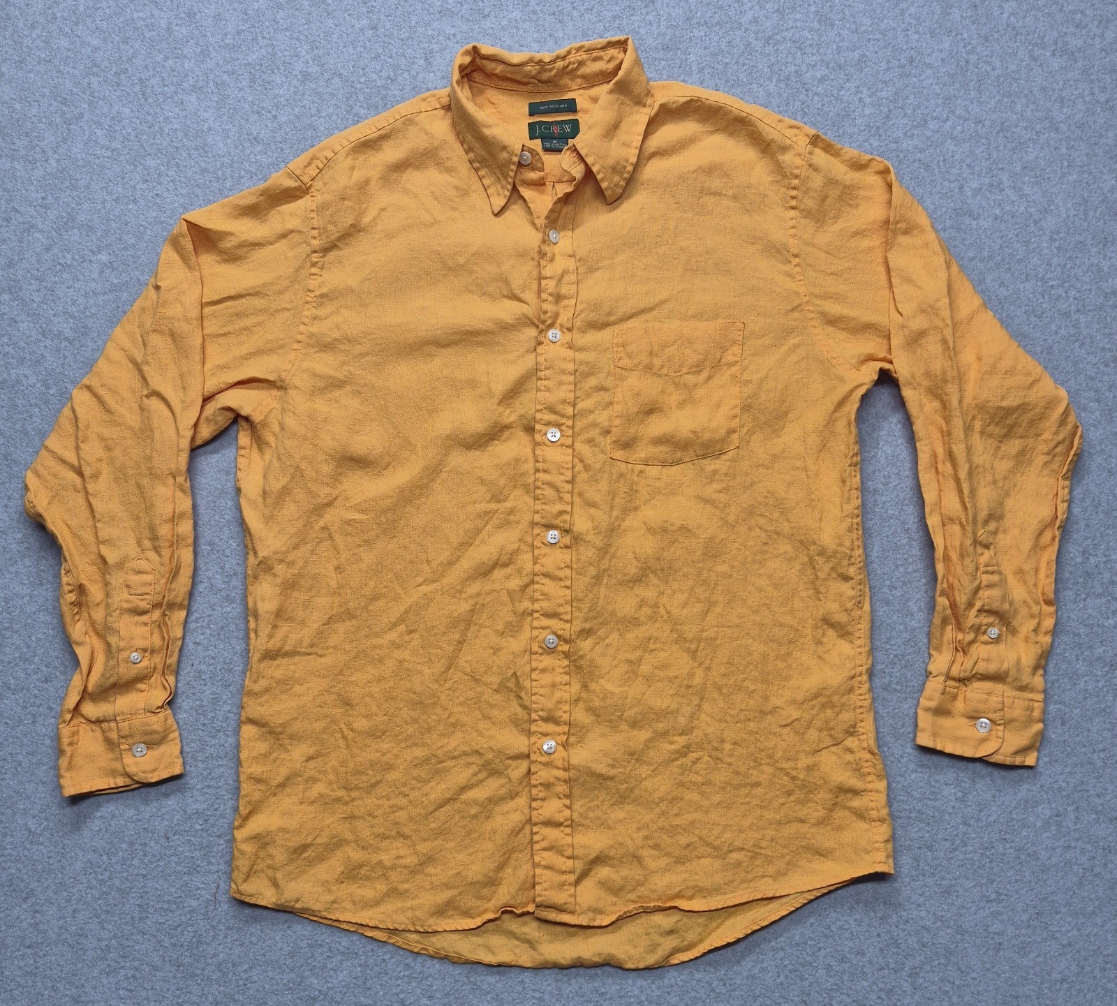 Vintage J Crew Oarsman Shirt Mens M Mustard Gold 100% Irish Linen Button Down