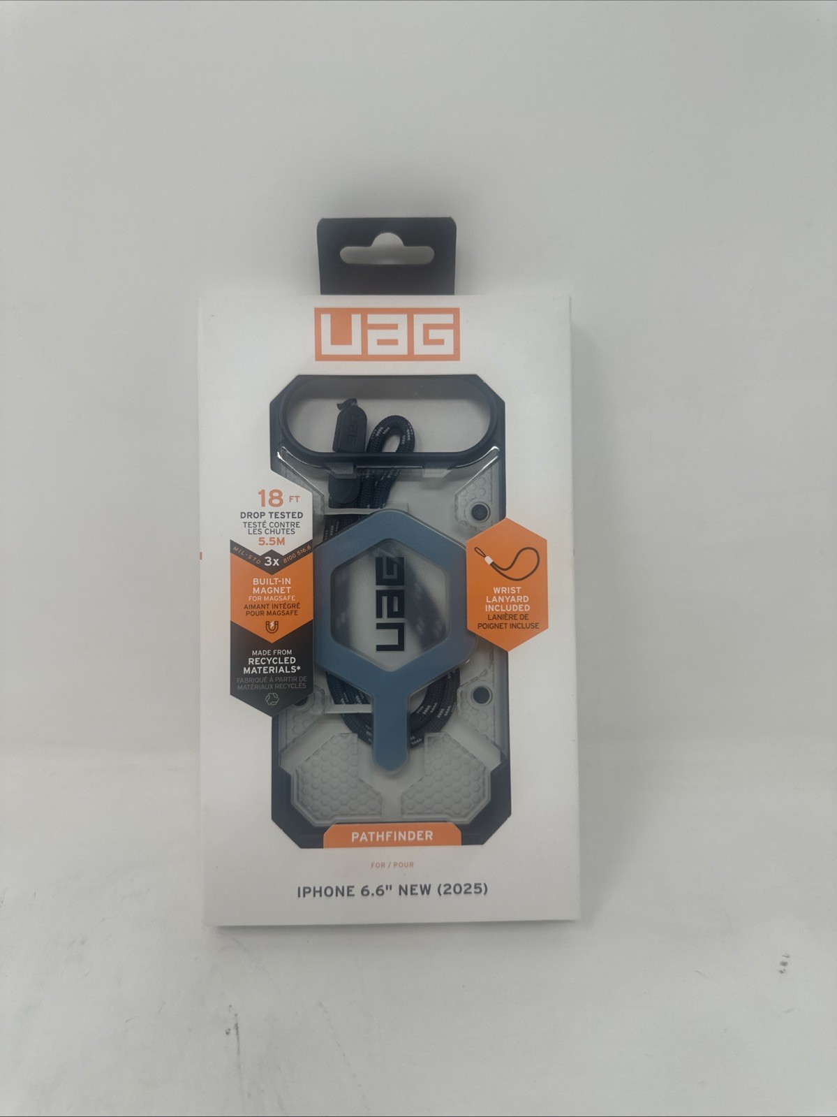 UAG iPhone Air Case Pathfinder Clear + Wrist Lanyard Bundle - For MagSafe/ Blues