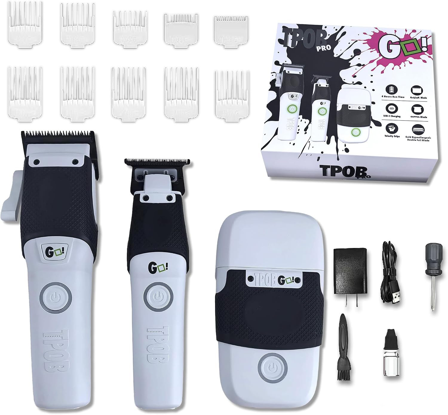 GO Professional Barber Clippers and Trimmer Set for Men - 7000-9000 RPM TORQ Mot