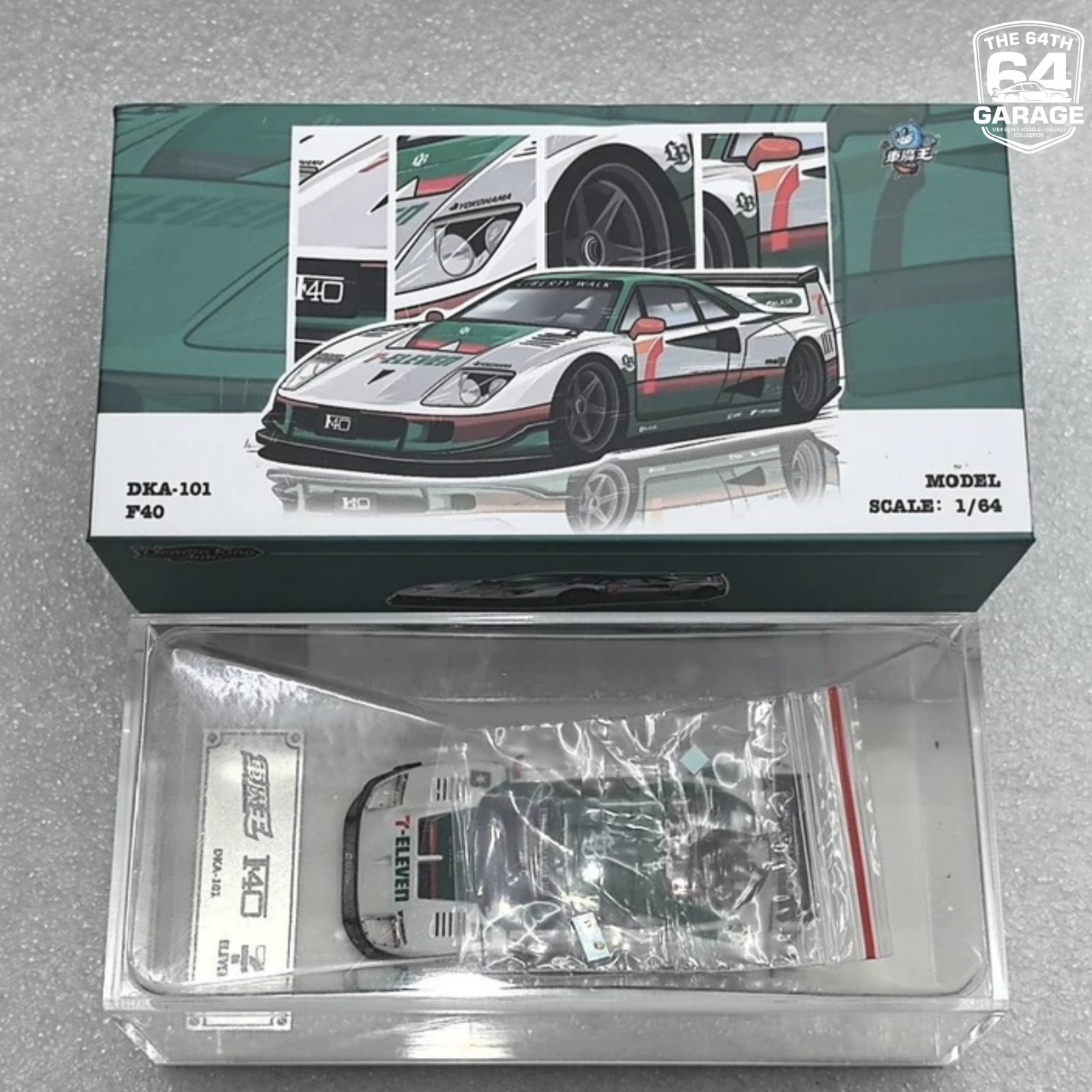 Chase Demon King Auto 1/64 Ferrari F40 7-Eleven Widebody Diecast Model Car Gift