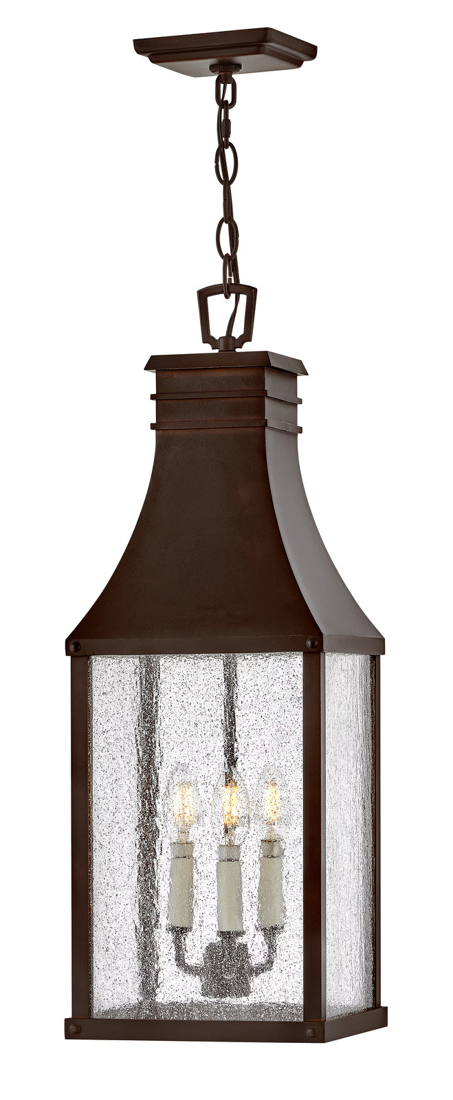 Blackened Copper LED Hanging Lantern from the Beacon Hill Collection