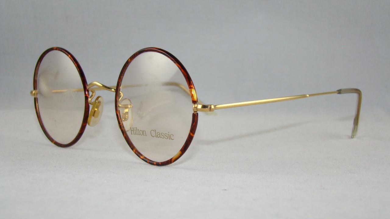 VINTAGE ROUND HILTON CLASSIC Eyeglasses Tortoise & Gold Glasses Frames 49-20-140