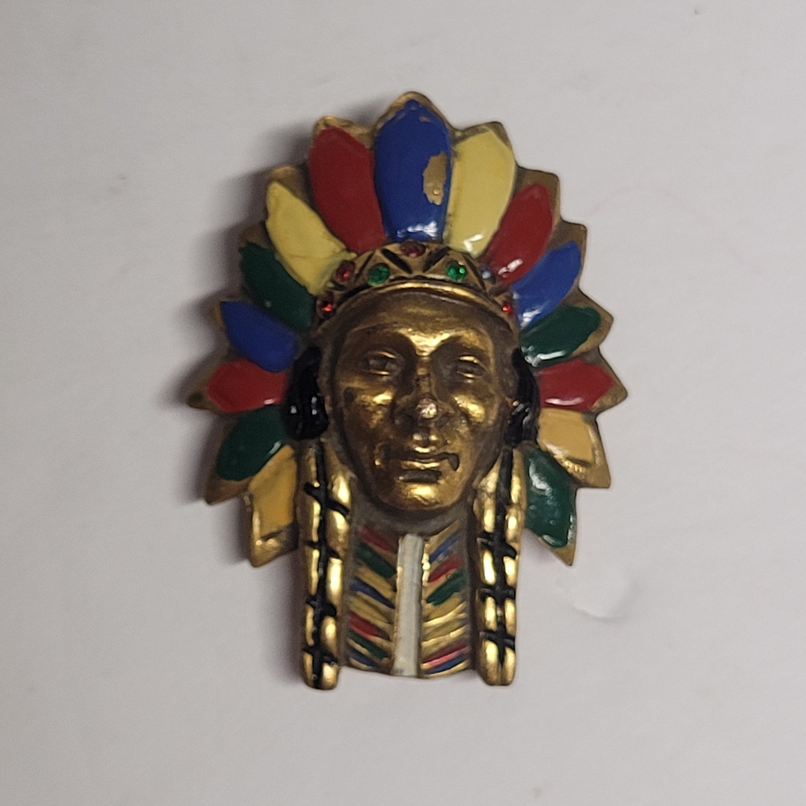 40's Fur / Dress Clip - Native Chief - Unsigned Coro - Costume Jewelry