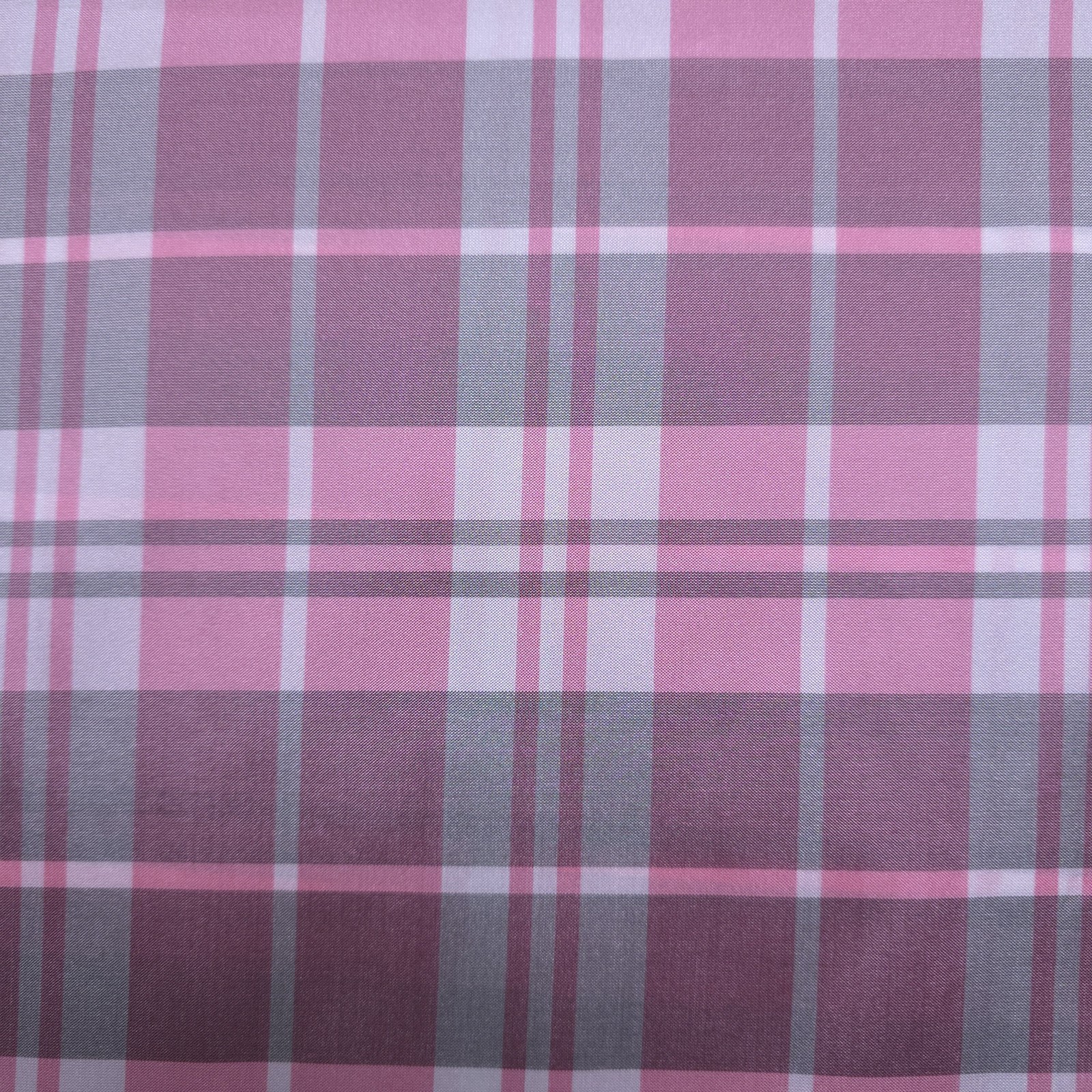 Pink Gray White Large Plaid Tartan Taffeta Fabric 58\