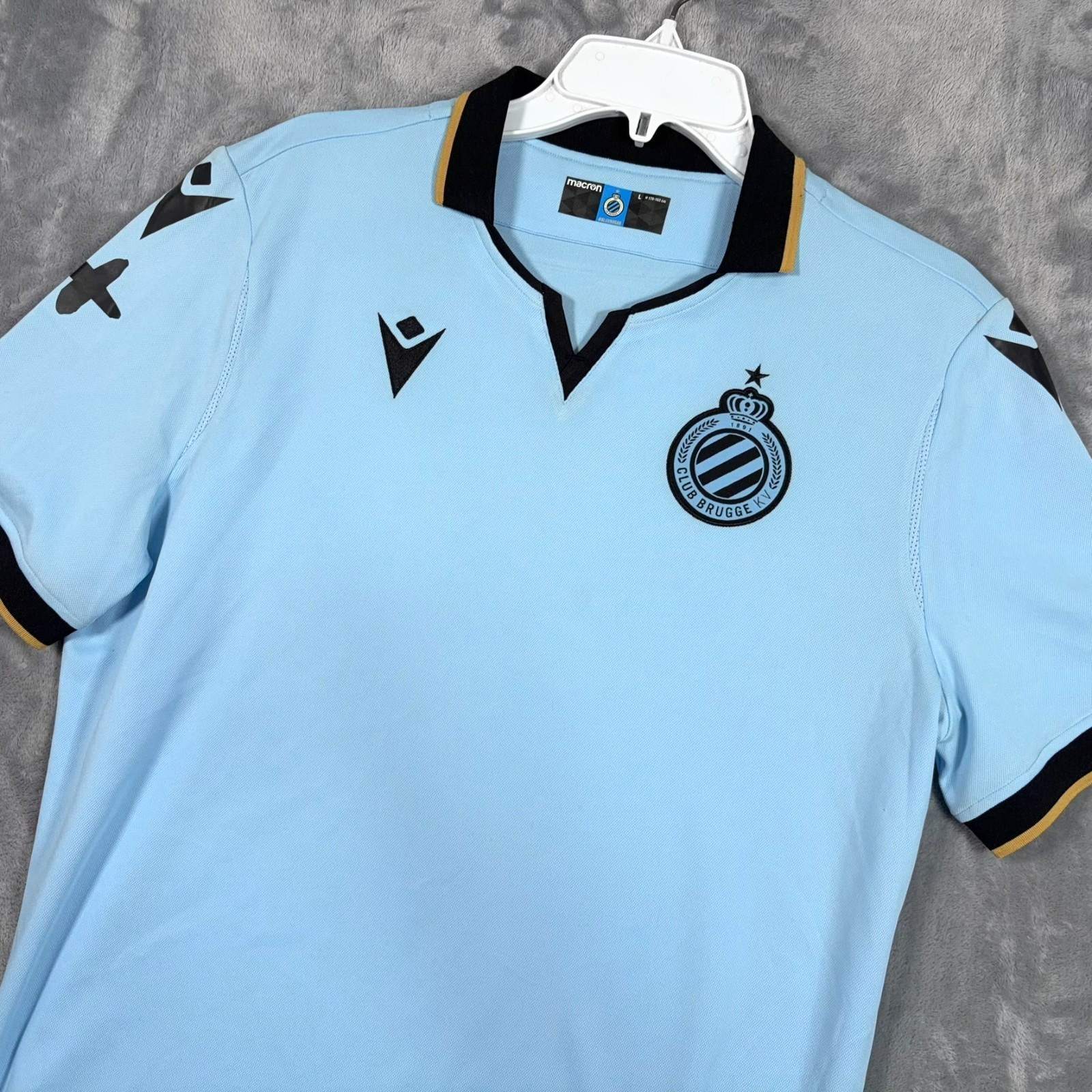 Macron Club Brugge Shirt Jersey Men Large Blue Football Soccer Belgium 2019 2020