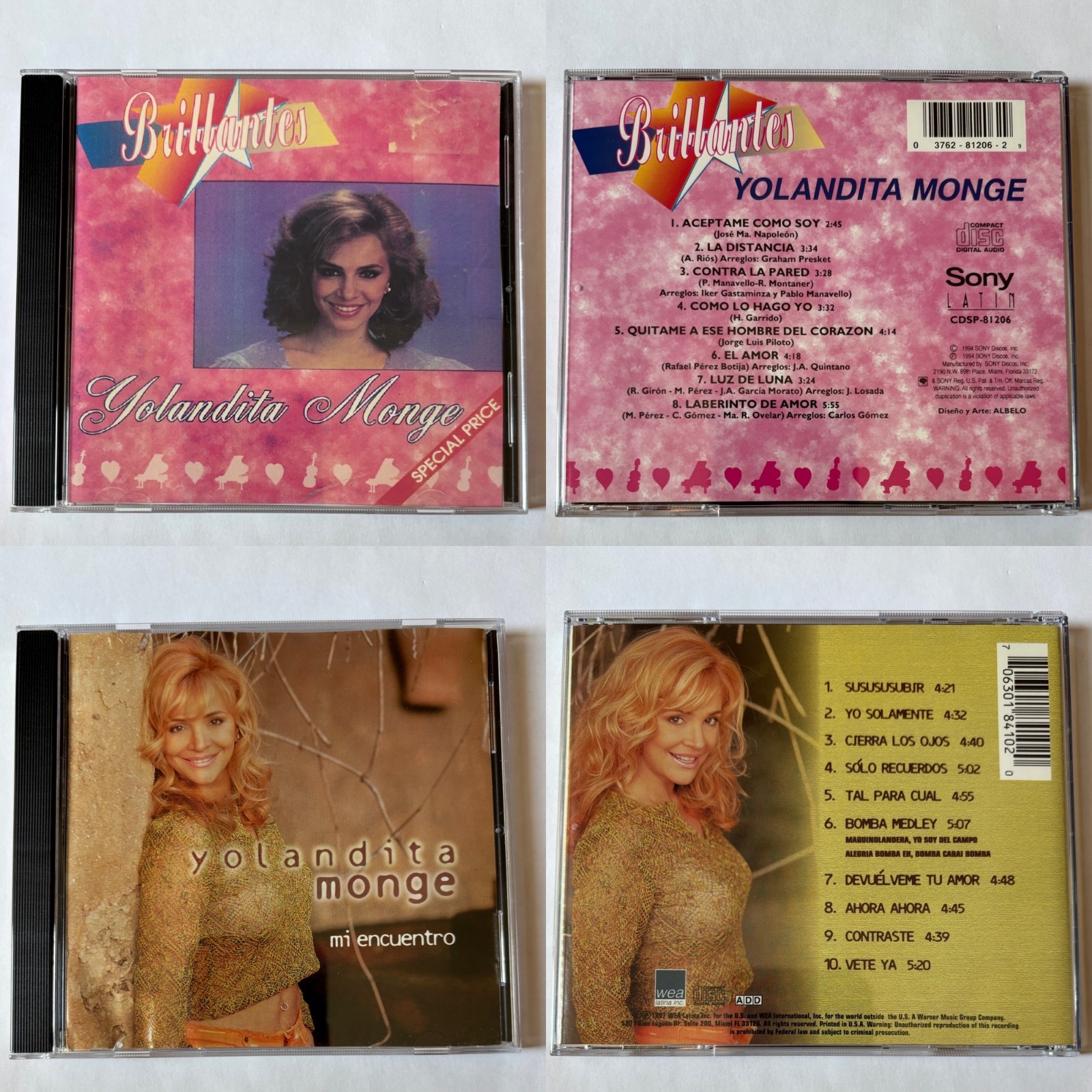 Yolandita Monge / Brillantes / Mi Encuentro / Lot Of 2 CD Yolandita Monge / Brillantes / Mi Encuentro / Lot Of 2 CD