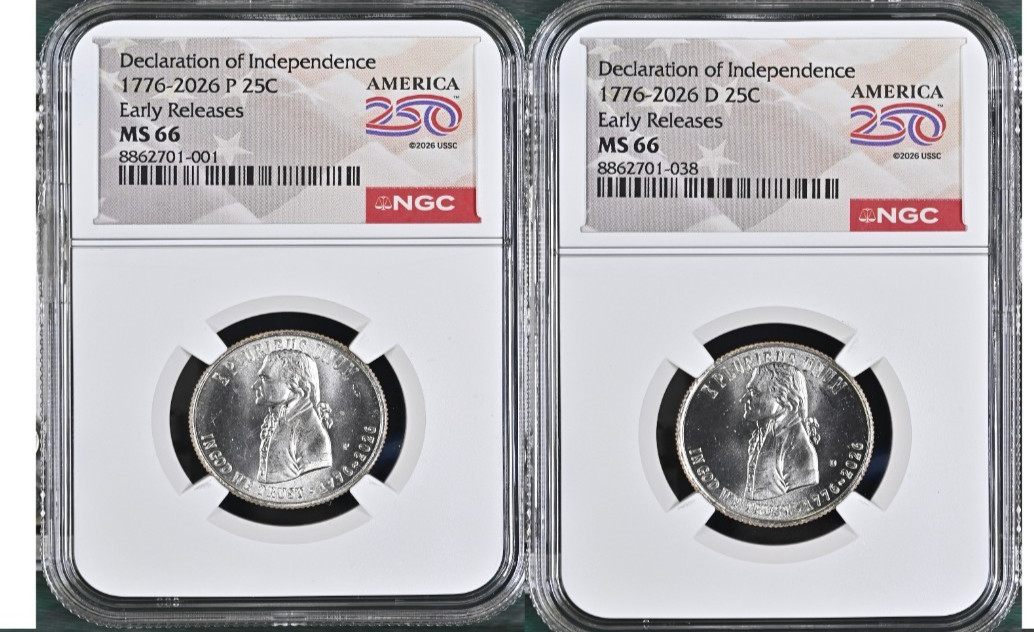 2026 P&D Declaration of Independence Quarter EARLY RELEASES NGC MS66 2026 P&D Declaration of Independence Quarter EARLY RELEASES NGC MS66