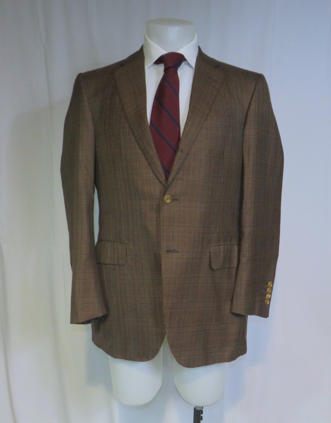 OXXFORD Radcliff Range 5 Cashmere & Silk Brown Plaid 3 Roll 2 Sport Coat 40R OXXFORD Radcliff Range 5 Cashmere & Silk Brown Plaid 3 Roll 2 Sport Coat 40R