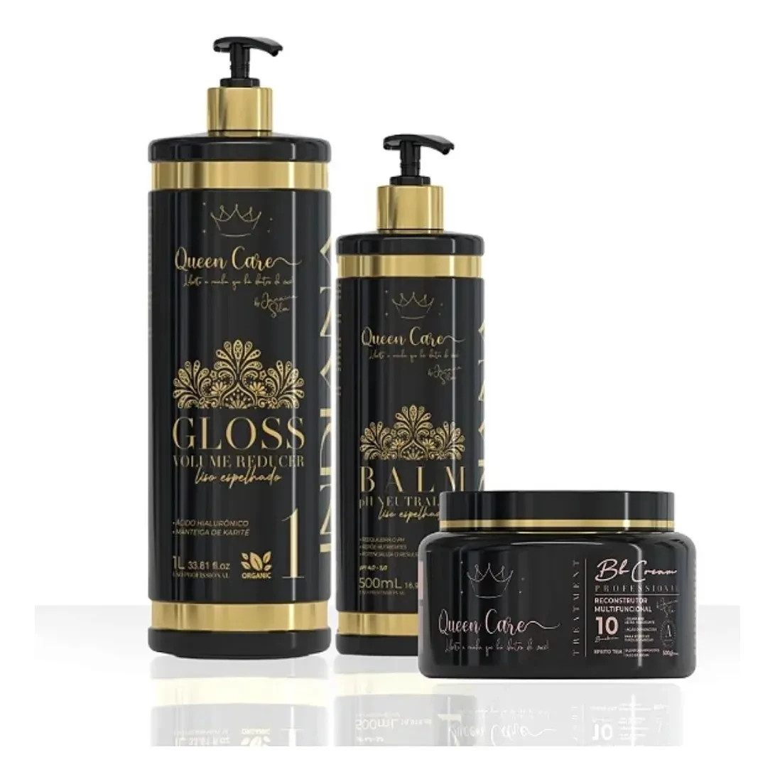 Donna Indiana Smooth Hair Volume Reducer Gloss Balm Mask QUEENCARE - 3 Products