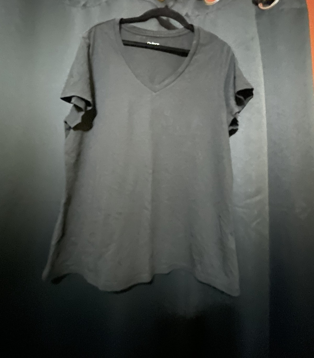 Quince Womens Capsule Black V-Neck T-Shirt Cotton Modal Blend Size L
