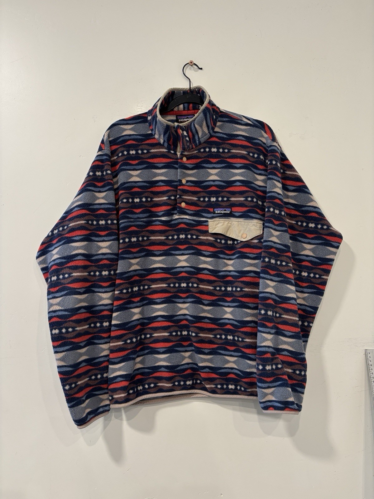Patagonia Men’s Synchilla T Snap Coast Highway Multi Big: Sumac Red Aztec Size M Patagonia Men’s Synchilla T Snap Coast Highway Multi Big: Sumac Red Aztec Size M