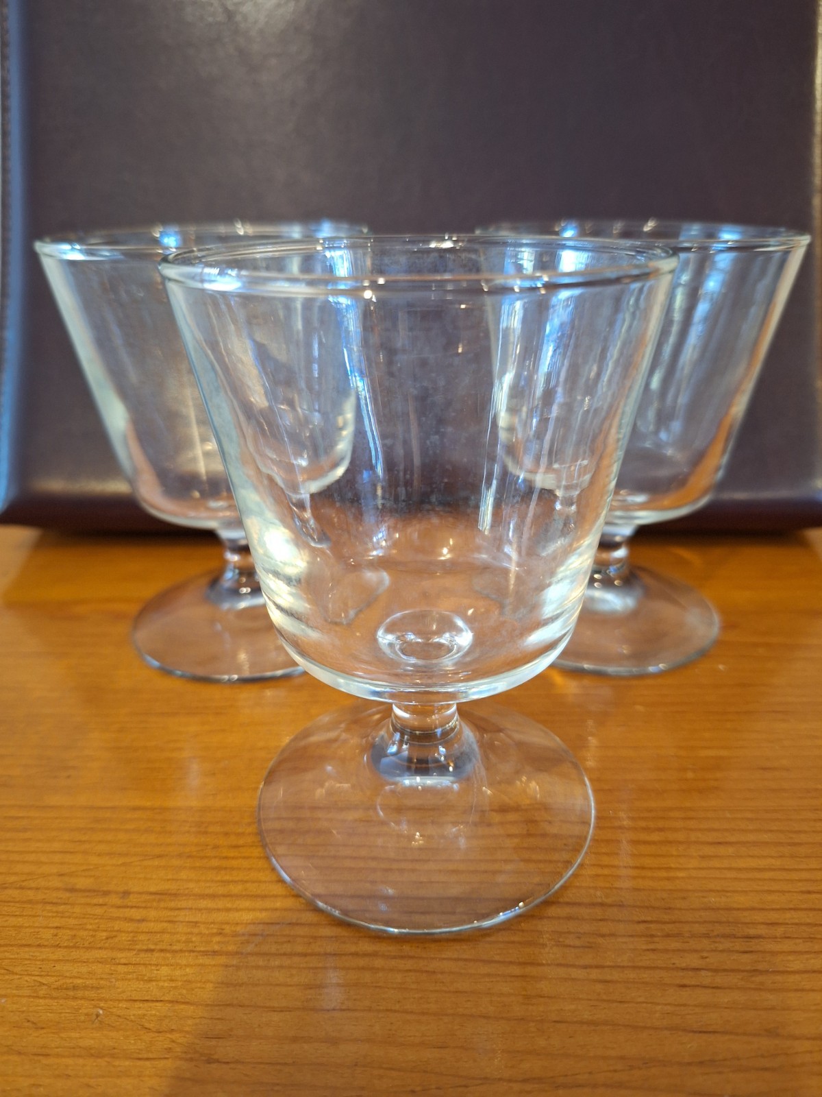 Vintage Set of 3 Libbey Glass Georgian Clear Stemmed Cocktail Goblets Lot