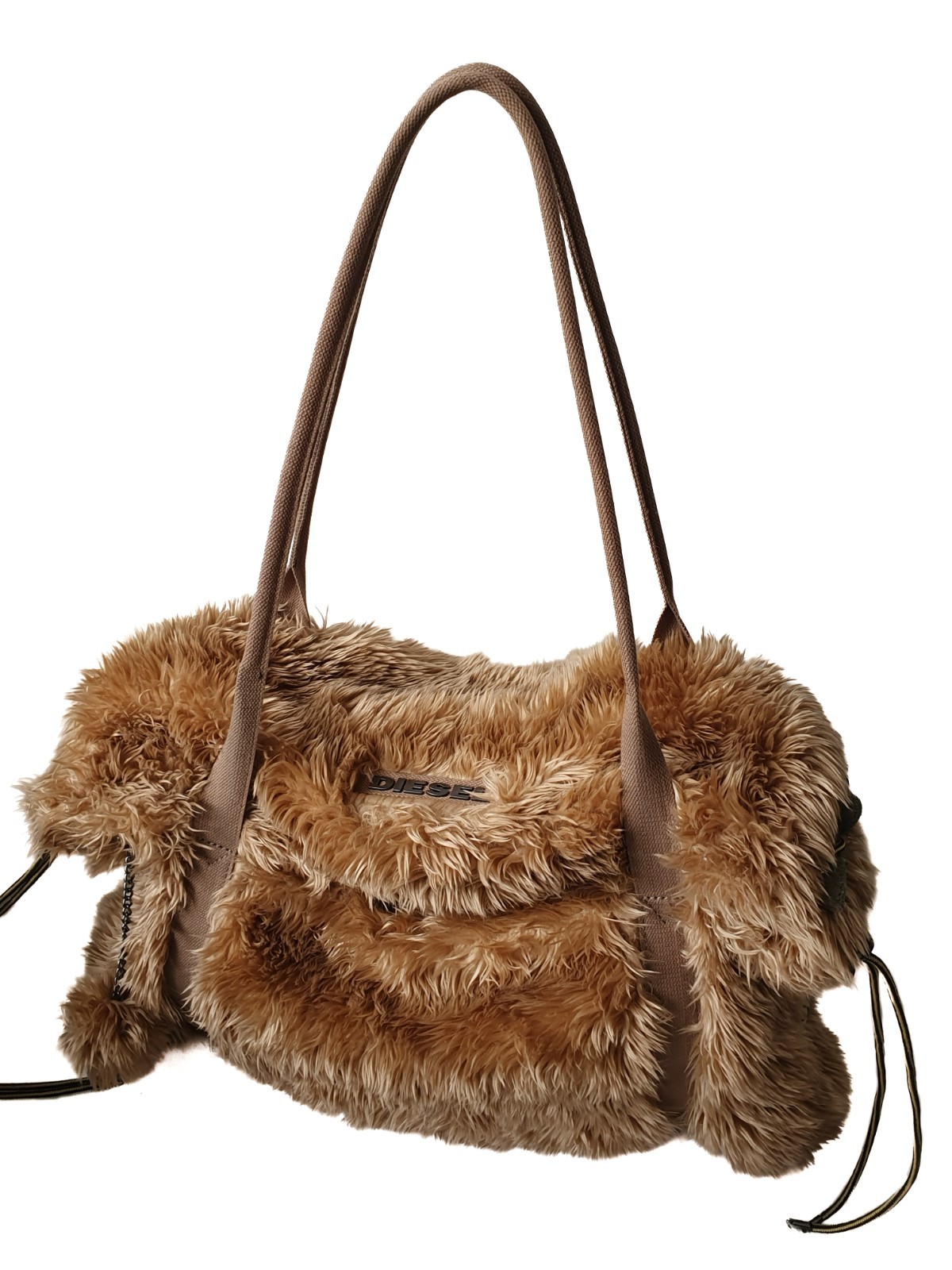 Vintage Diesel FauxFur Shoulder Bag Y2K Tote Alt AvantGarde Utility 00s Gorpcore