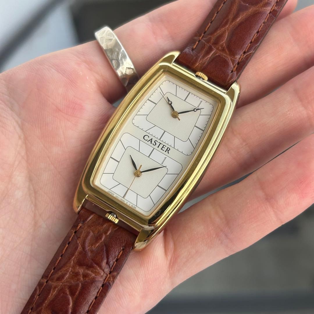 90s Vintage Seiko tank Dual Time gold Working