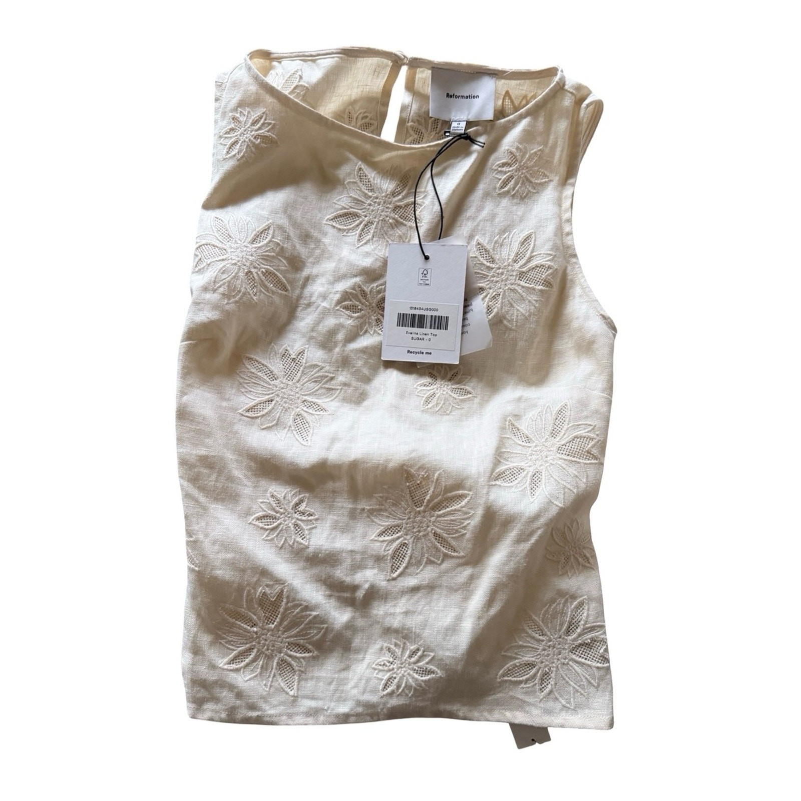 NWT Reformation Evelina Linen Top Sz 0