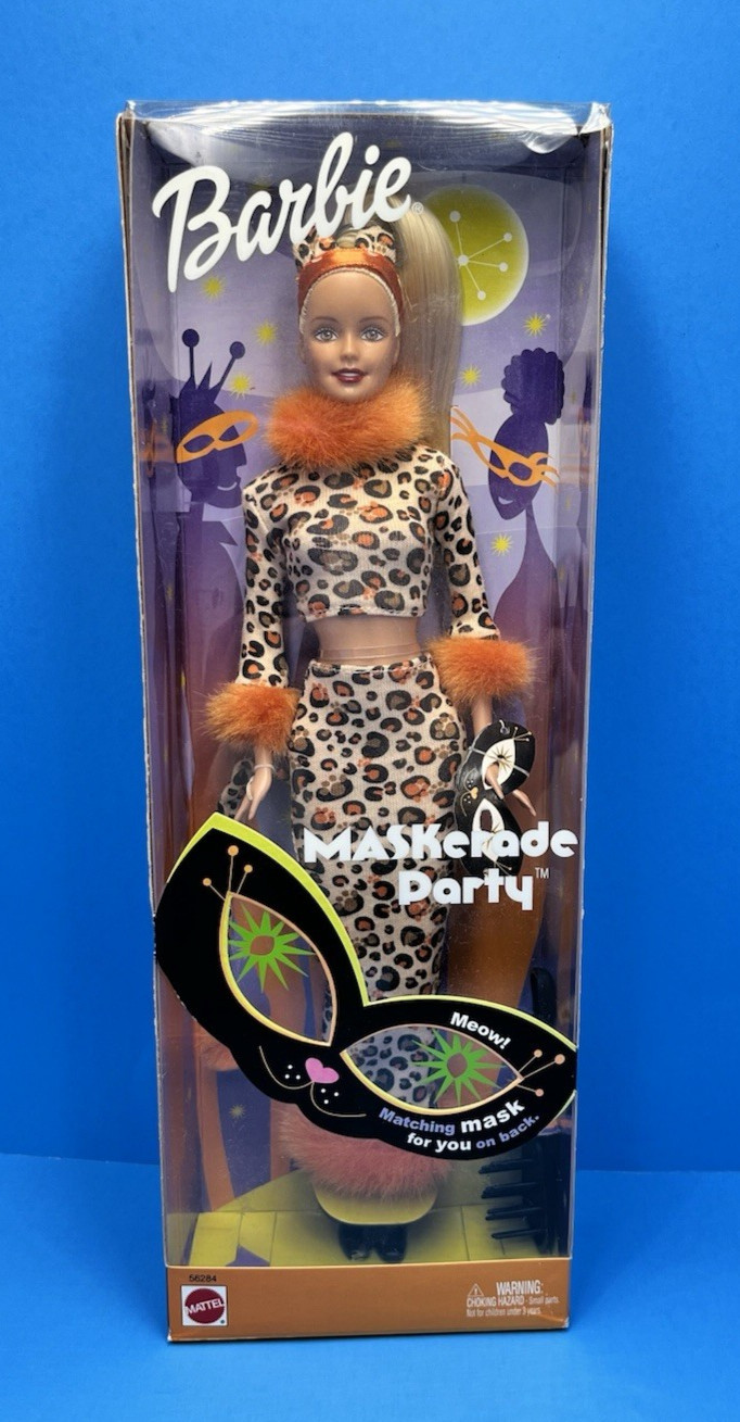 2002 Halloween Mattel Maskerade Masquerade Party Cheetah Barbie Doll, 56284 NIB