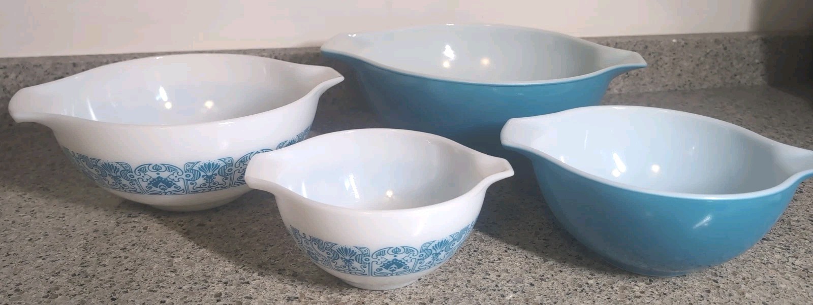 🔥🔥Vintage Pyrex Horizon Blue Cinderella Nesting Bowls Moon Landing Apollo 1969