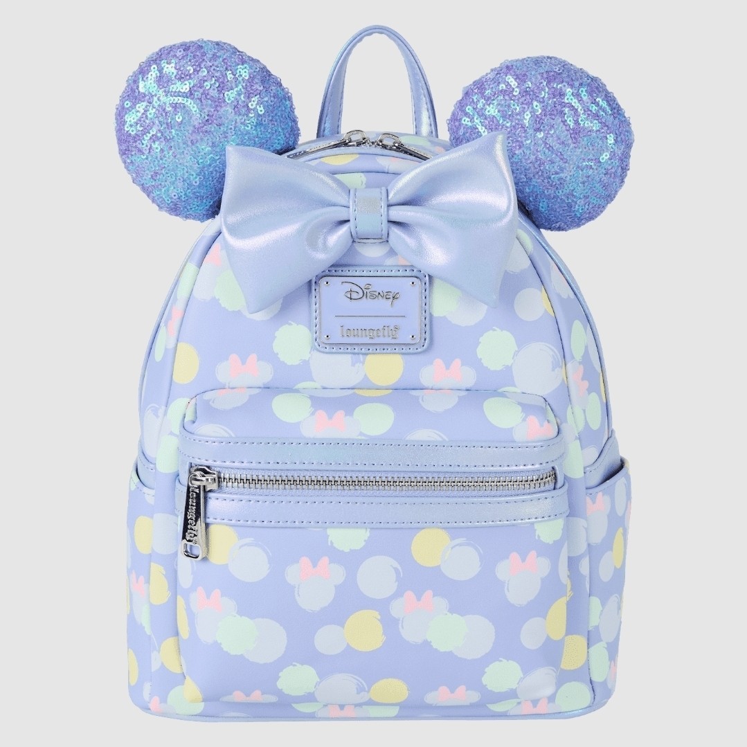 Loungefly Disney Minnie Mouse Exclusive Iridescent Sequin Ear Mini Backpack NWT