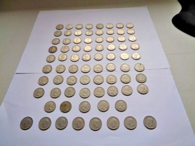 Joblot of Nickel Queen Elizabeth and George SIXPENCE x77 c1948-60s Used