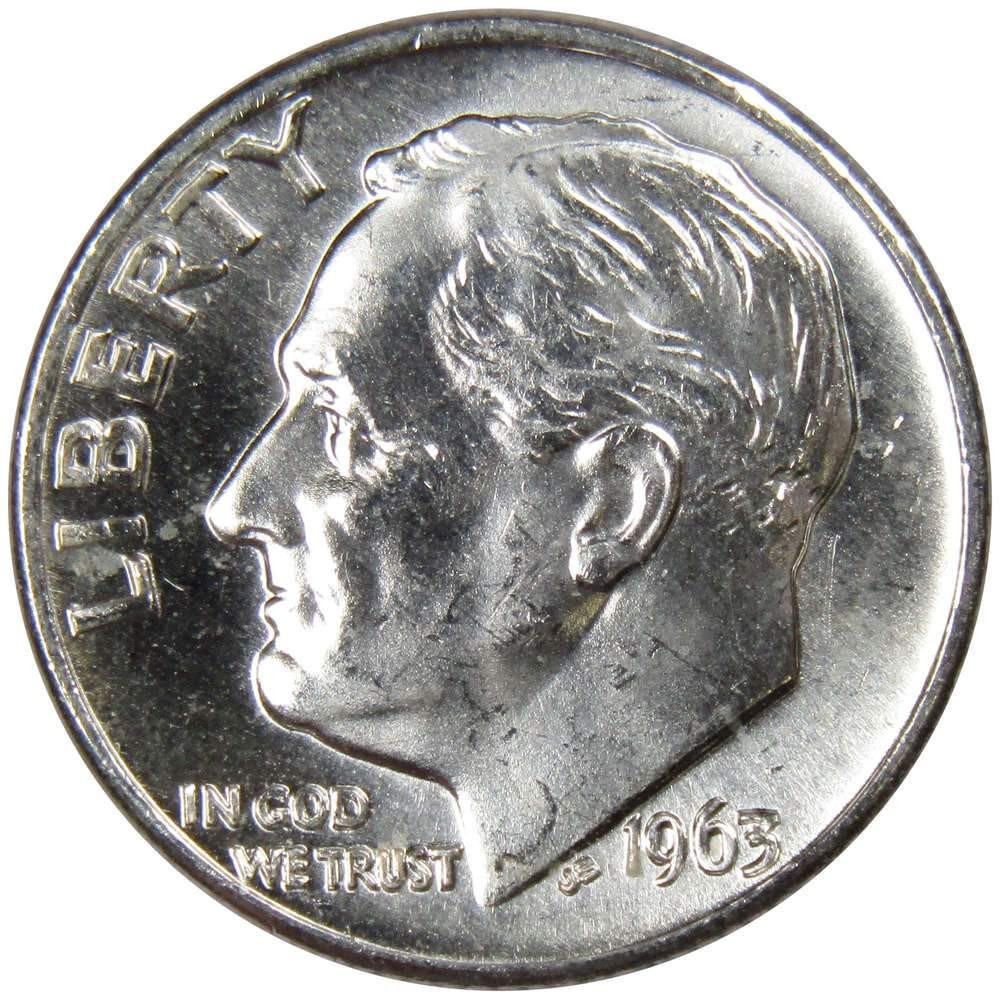 1963 D Roosevelt Silver Dime Uncirculated Mint State 10c Coin