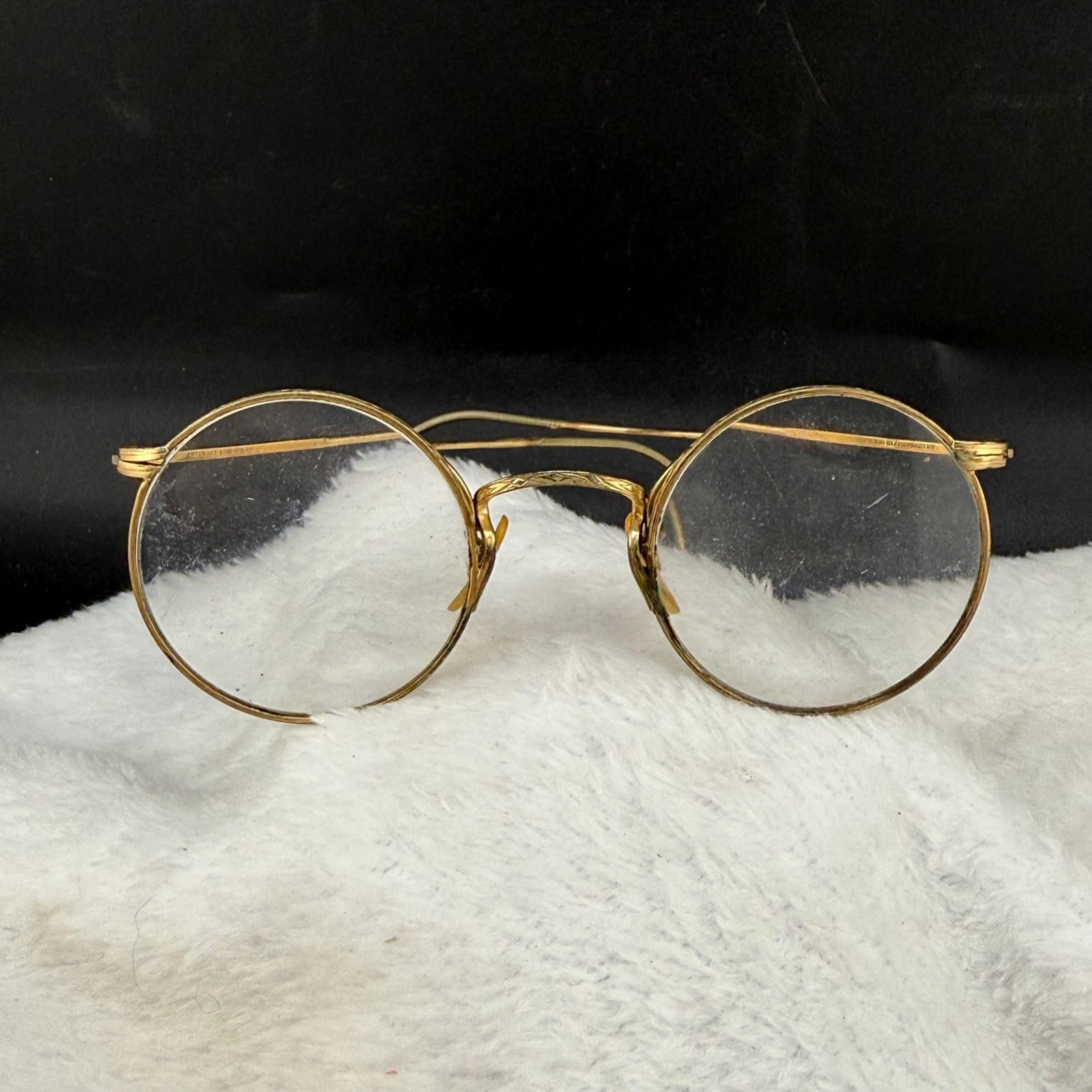Vintage ArtCraft Eyeglasses Gold Filled Round Engraved Ful-Vue Frames