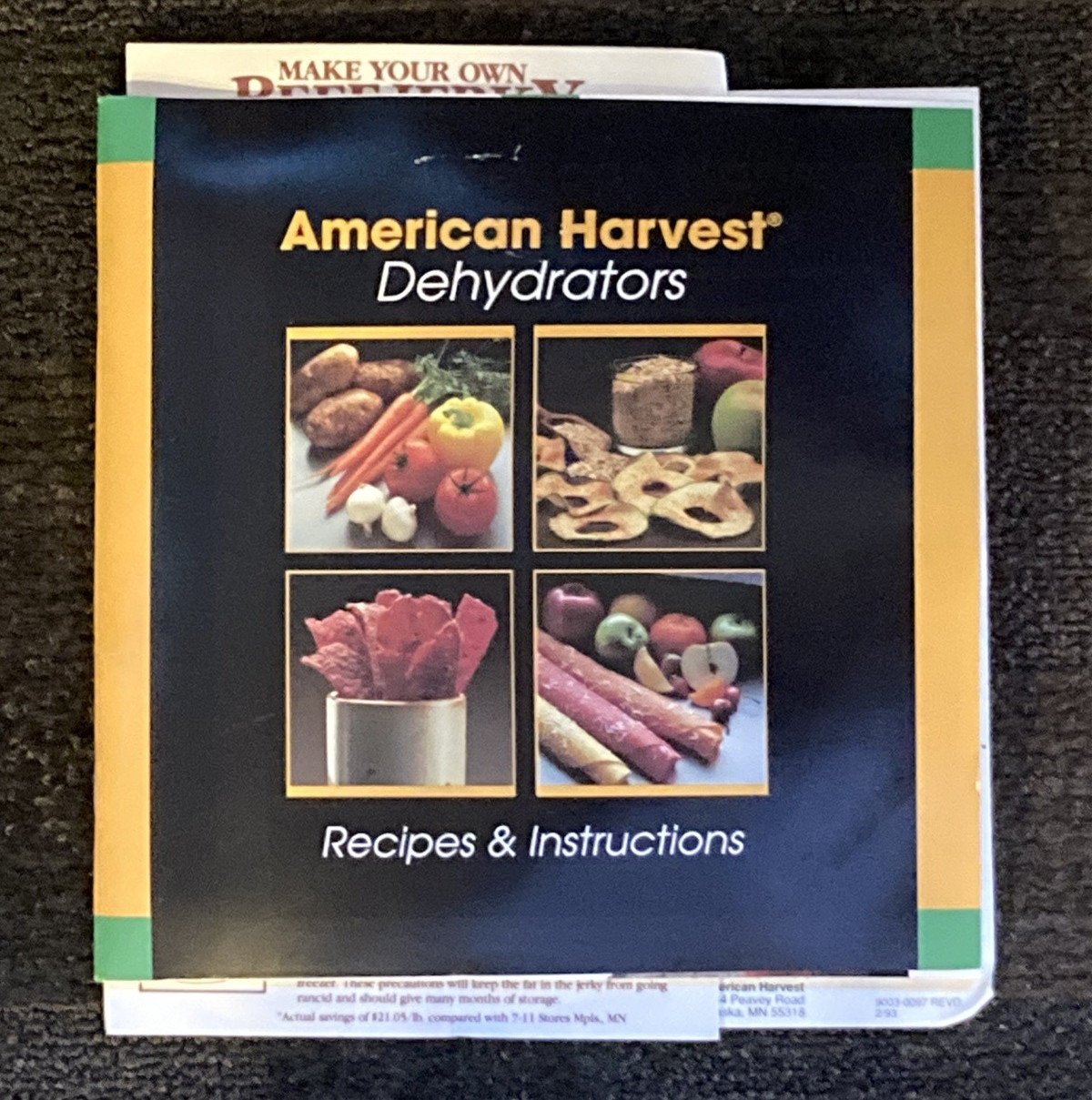 Vintage 1993 American Harvest Dehydrators Recipes & Instructions Booklet