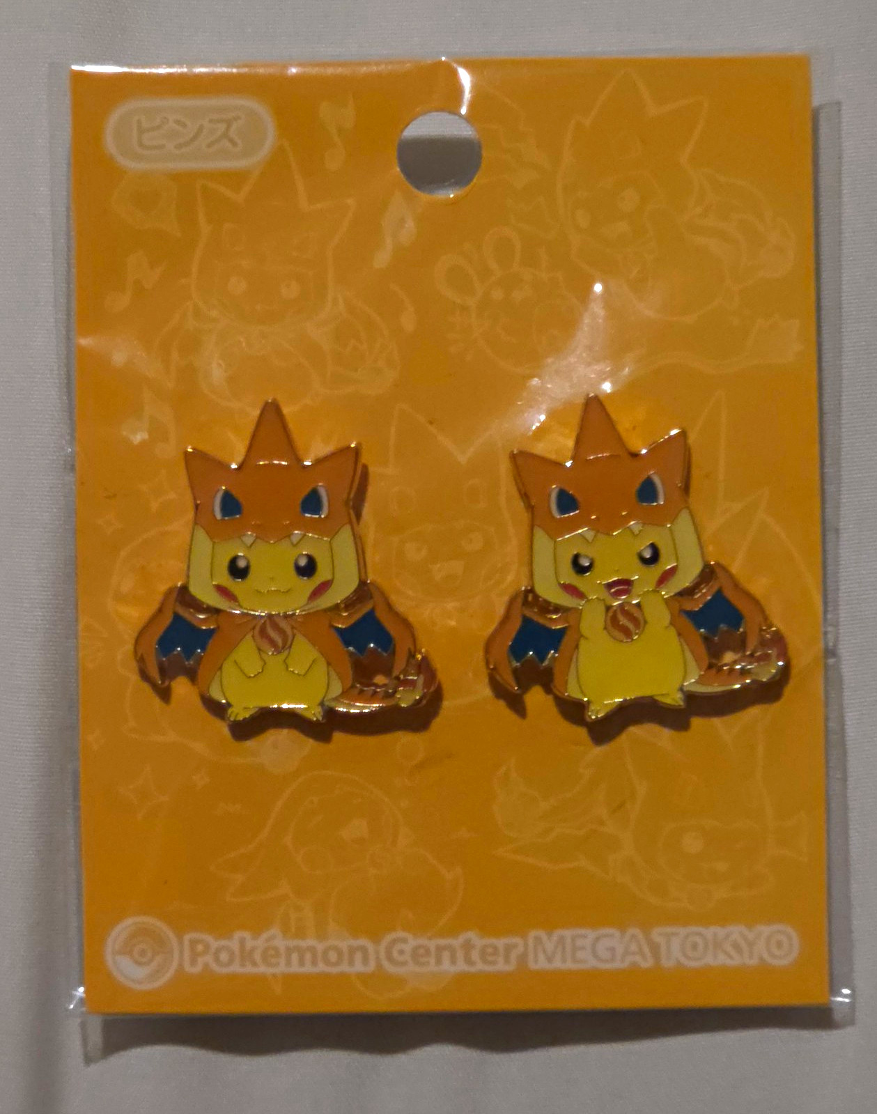 Pokemon Center Tokyo Mega Charizard Y Pikachu Poncho Pin Badge set Pokemon Center Tokyo Mega Charizard Y Pikachu Poncho Pin Badge set