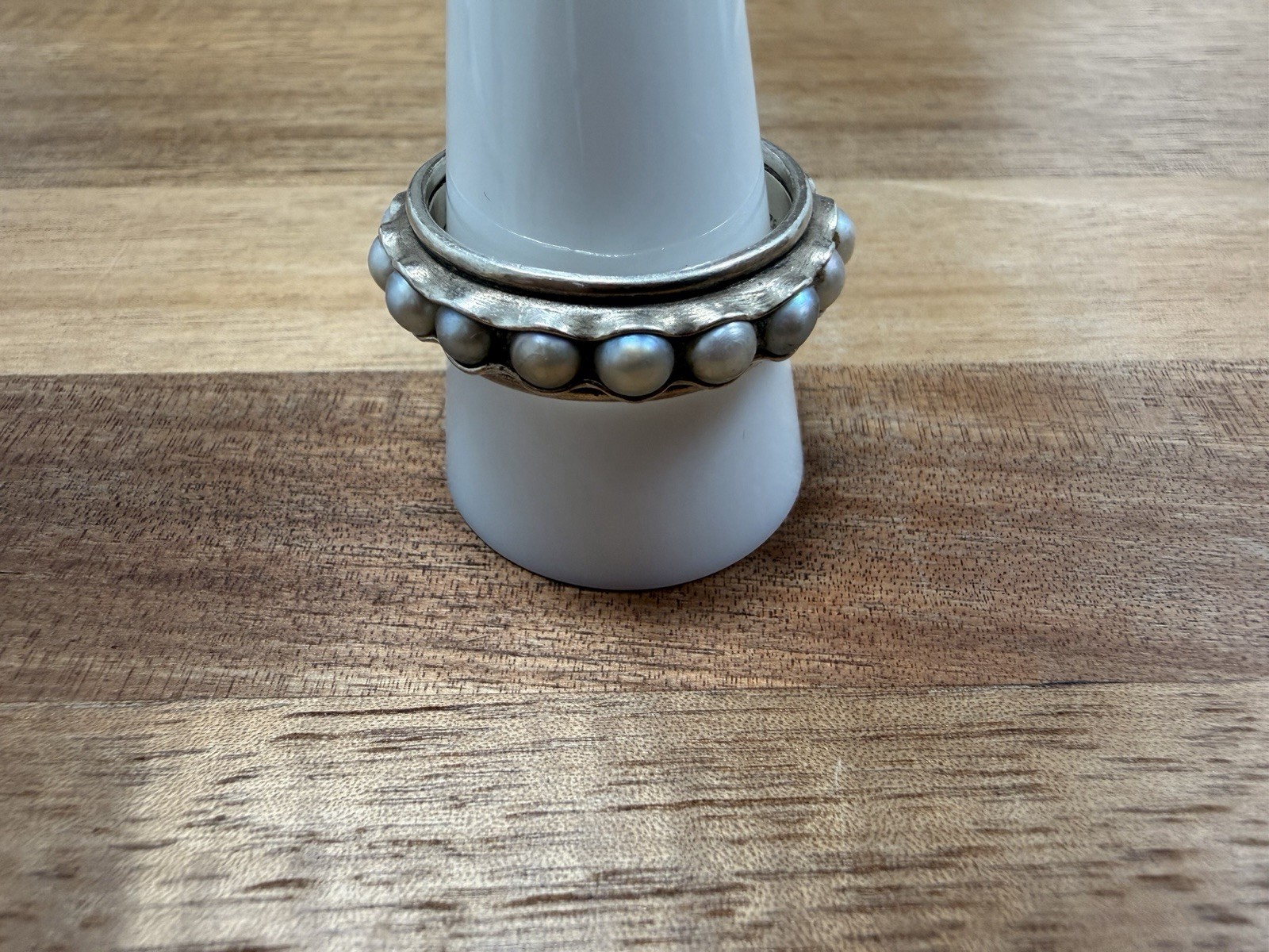 Silpada 925 Sterling Silver Nested Pearls eternity  Ring band size 11 L496