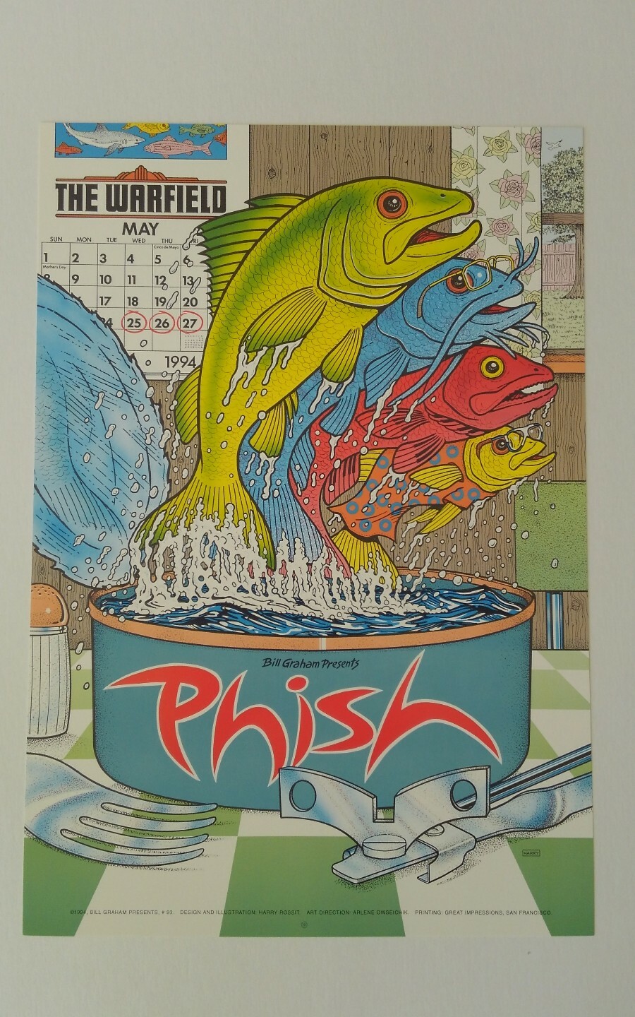 Phish Vintage Uncirculated REAL DEAL Concert poster From 1994 San Francisco