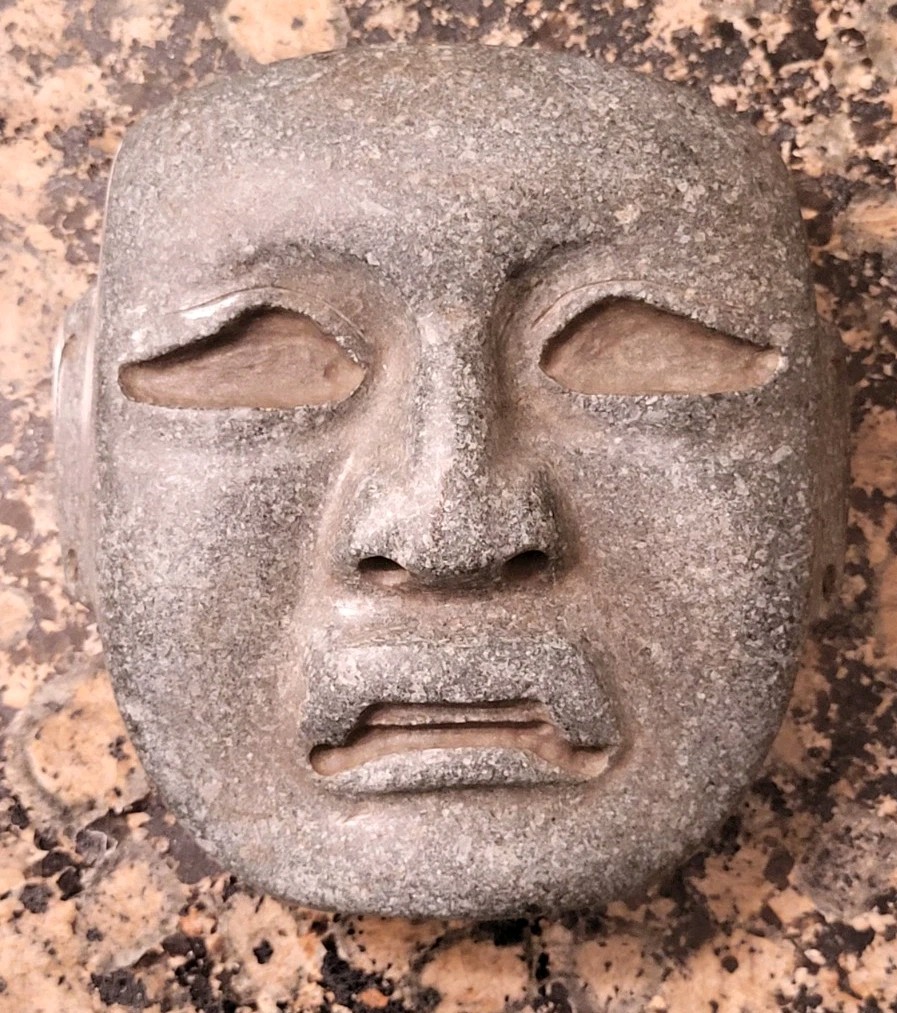 Pre-Columbian Olmec  Green Stone Mask COA included